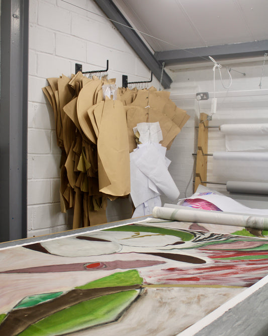 Blue Nude ~ Slow Fashion Brand - The Manaslu Coat's Fabric at the Factory