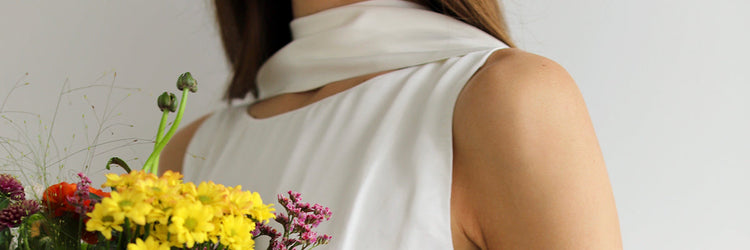 Blue Nude ~ Slow Fashion Brand - Jardin Scarf Mini Dress in Pearl