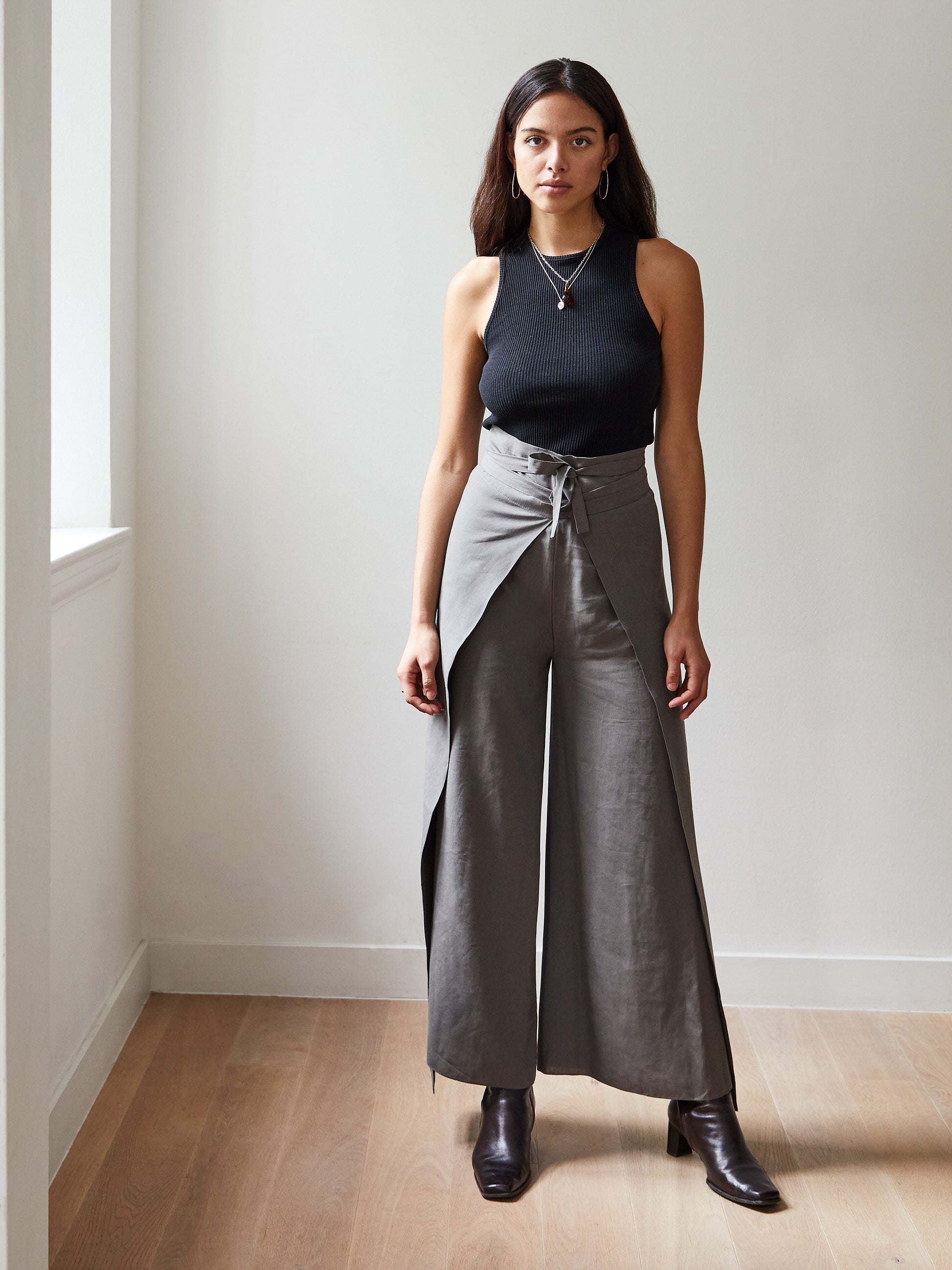 Blue Nude ~ Slow Fashion Brand - Casa Wrap Pants in Stone Grey