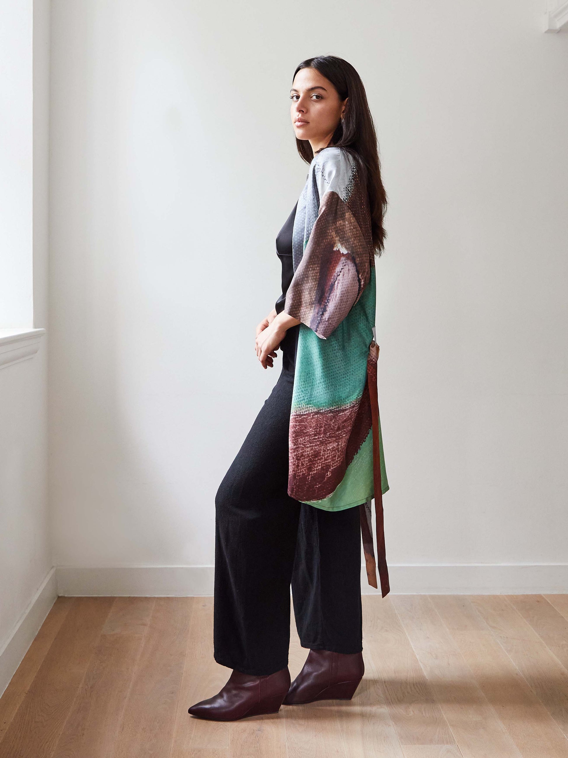 Blue Nude ~ Slow Fashion Brand - Condesa Printed Silk Kimono