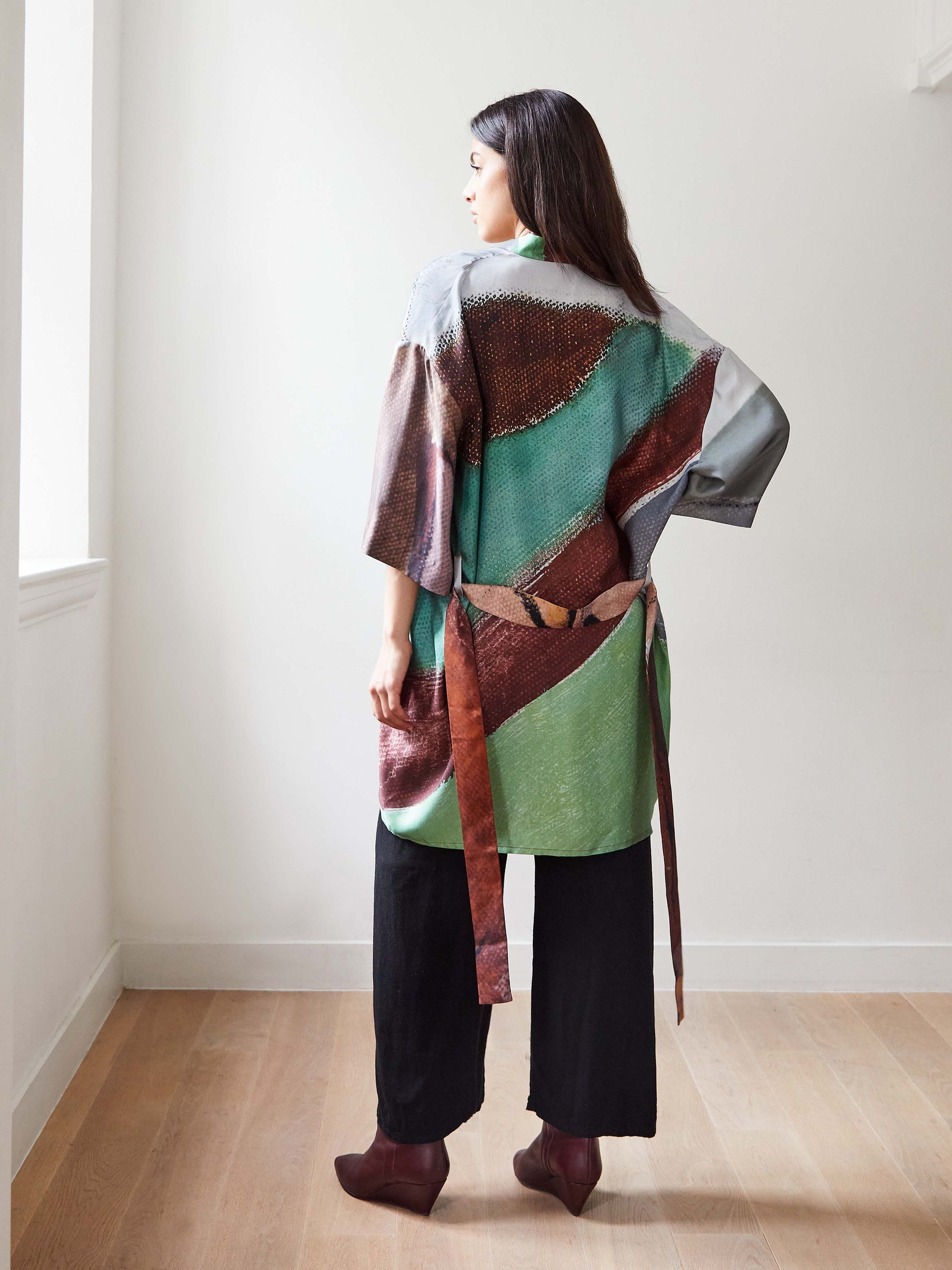 Blue Nude ~ Slow Fashion Brand - Condesa Printed Silk Kimono