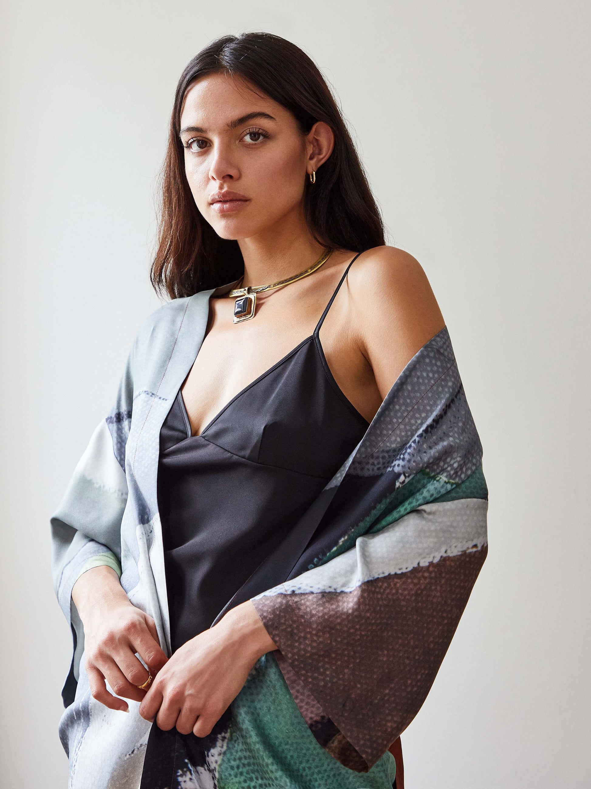 Blue Nude ~ Slow Fashion Brand - Condesa Printed Silk Kimono