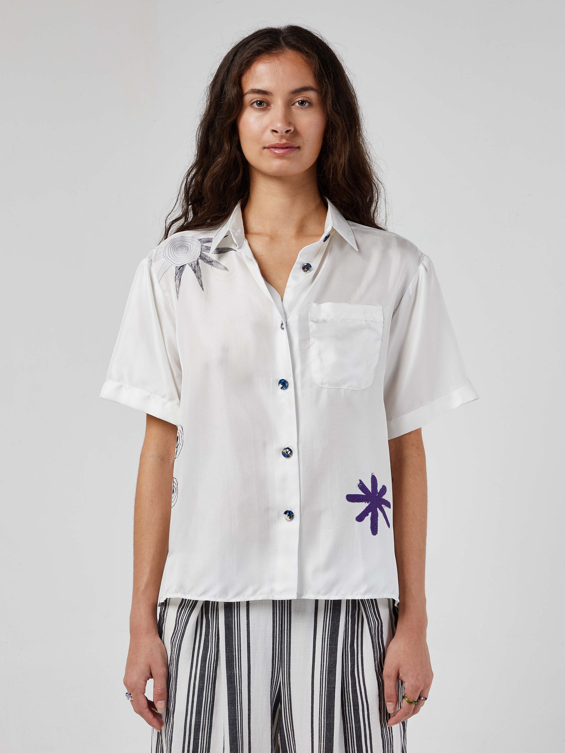 Blue Nude ~ Slow Fashion Brand - Isalos Silk Button-Up