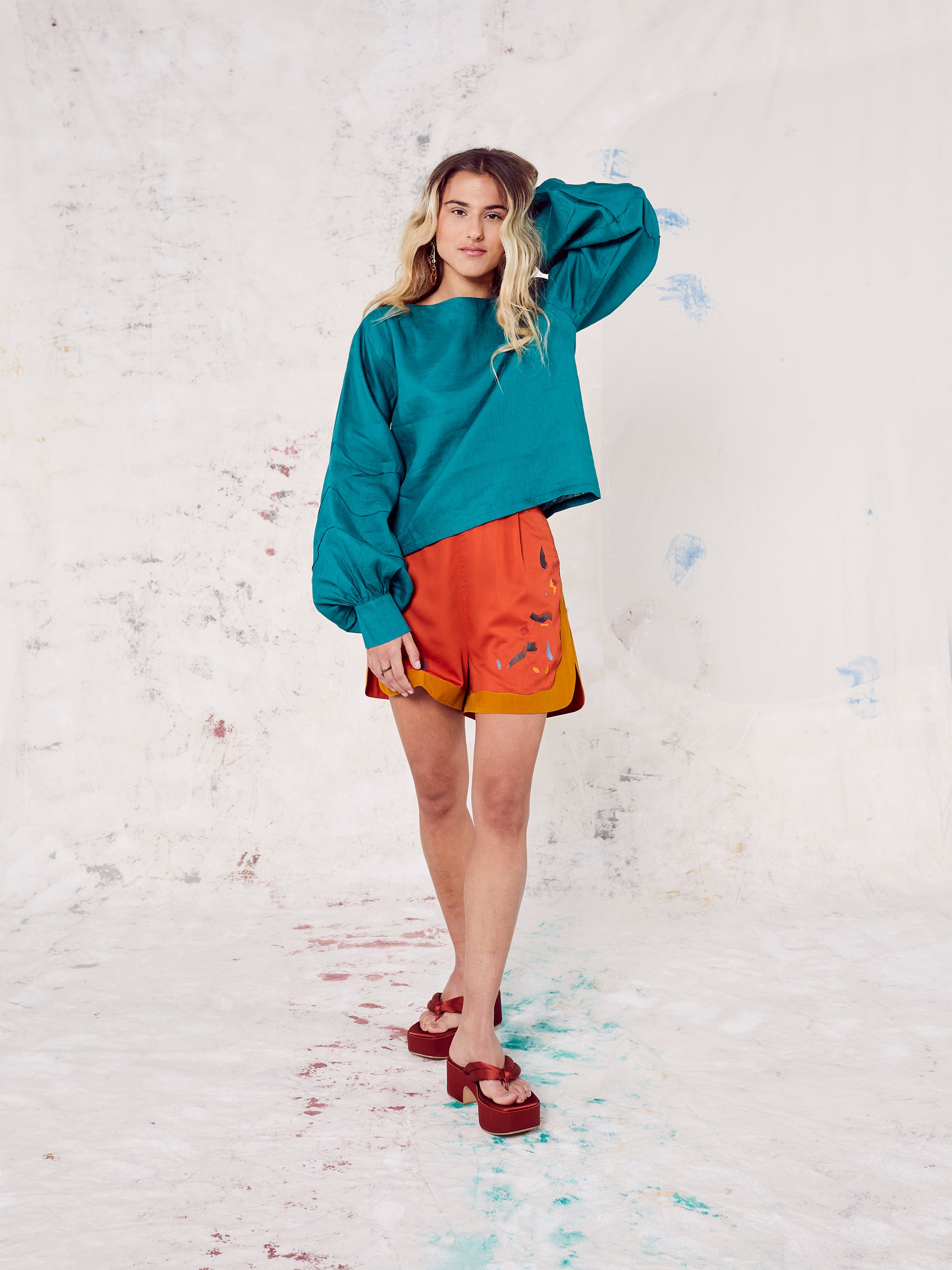 Blue Nude ~ Slow Fashion Brand - Duncan Hand-Painted Shorts