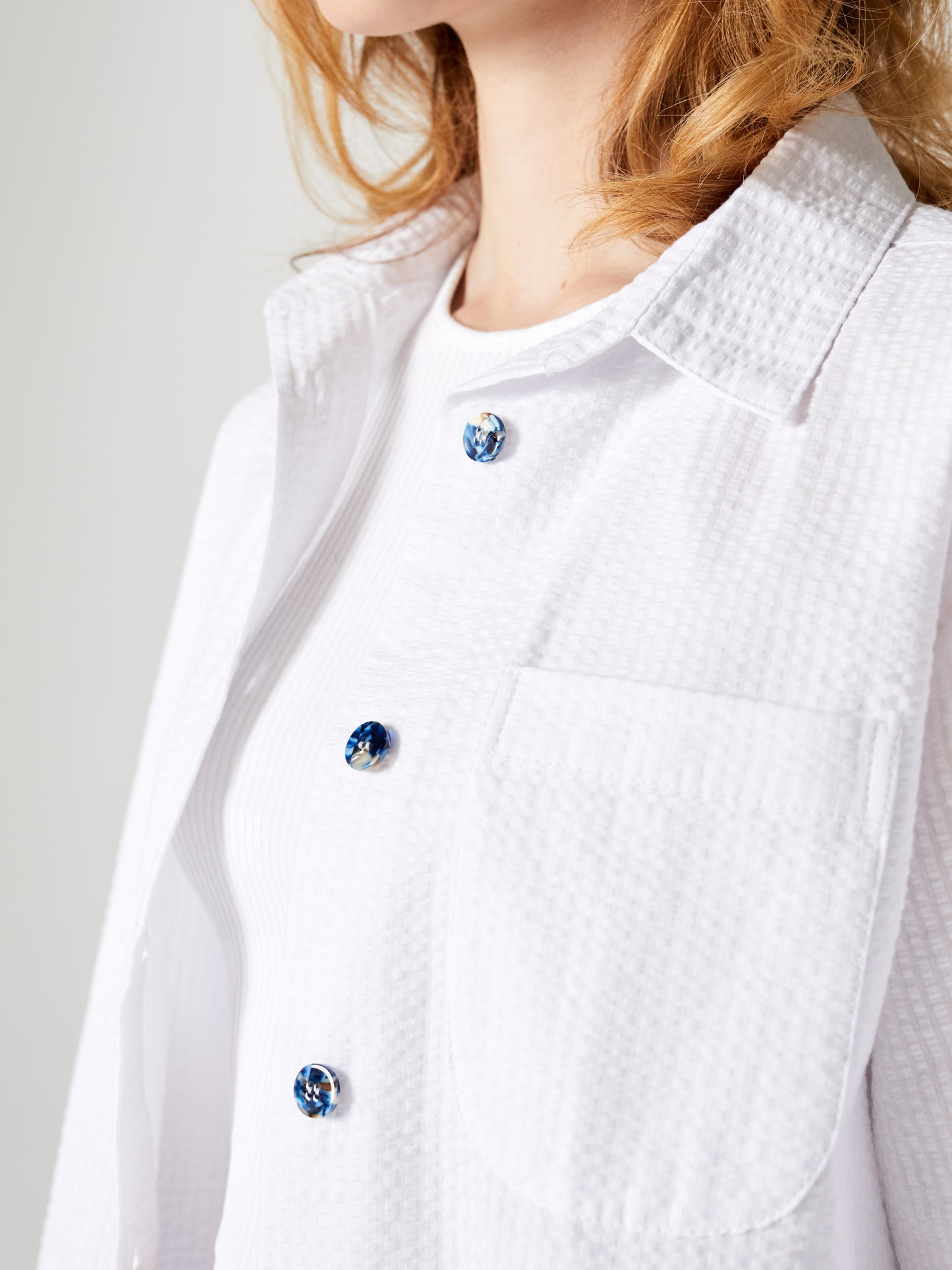 Blue Nude ~ Slow Fashion Brand - Plage Button-Up Shirt in Seashell White