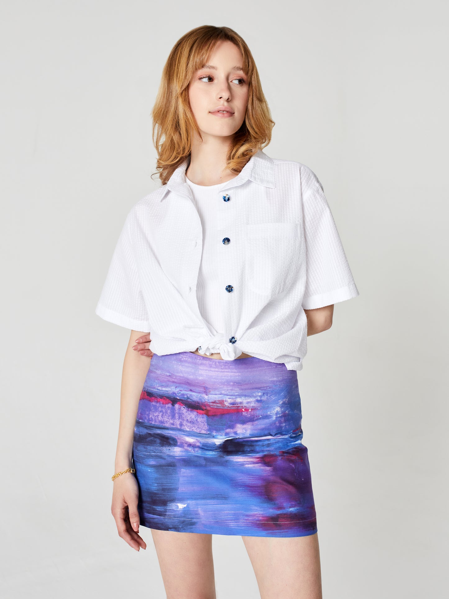 Blue Nude ~ Slow Fashion Brand - Plage Button-Up Shirt in Seashell White