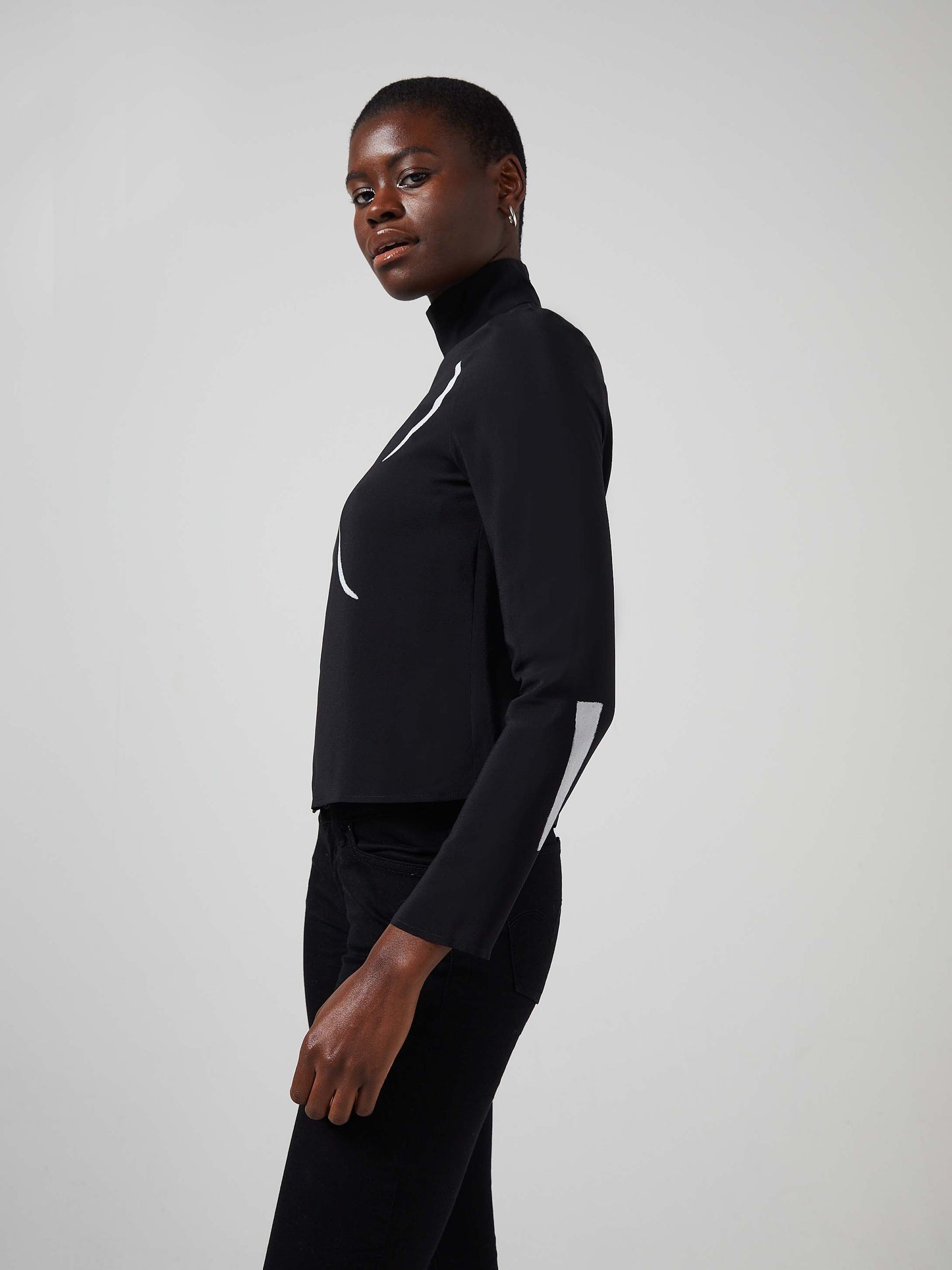 Blue Nude ~ Slow Fashion Brand - Giger Printed Silk Mock Neck Top