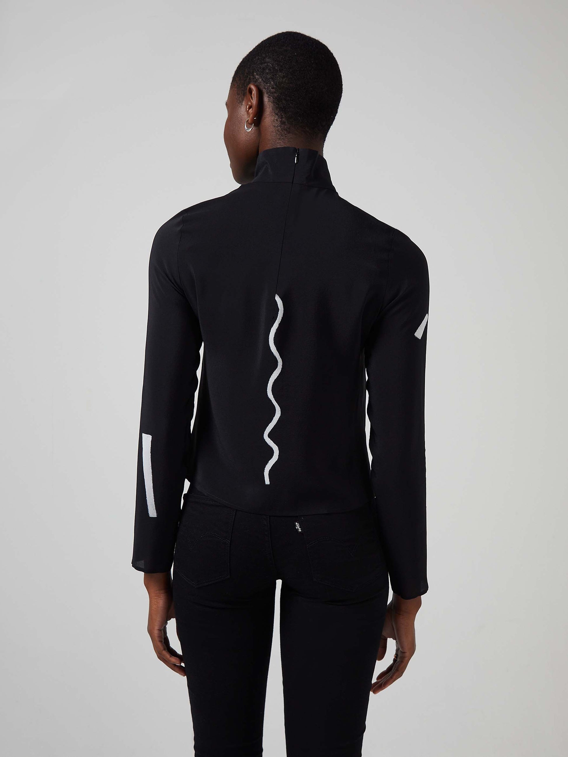 Blue Nude ~ Slow Fashion Brand - Giger Printed Silk Mock Neck Top