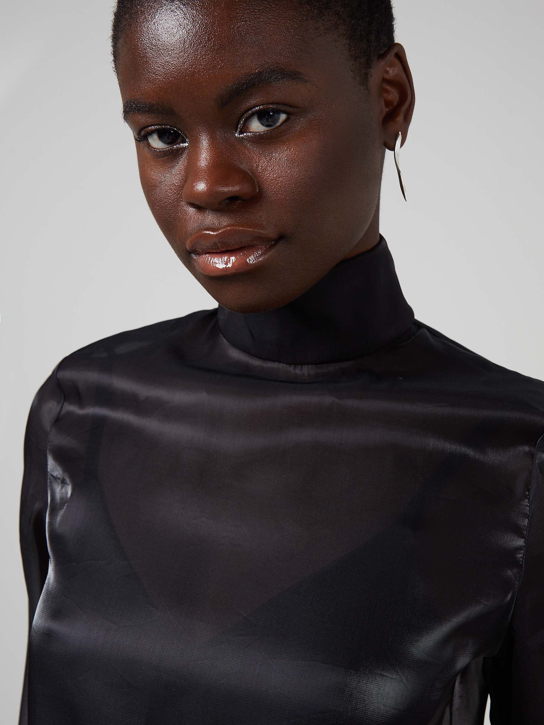 Blue Nude ~ Slow Fashion Brand - Black Mirror Sheer Mock Neck Top