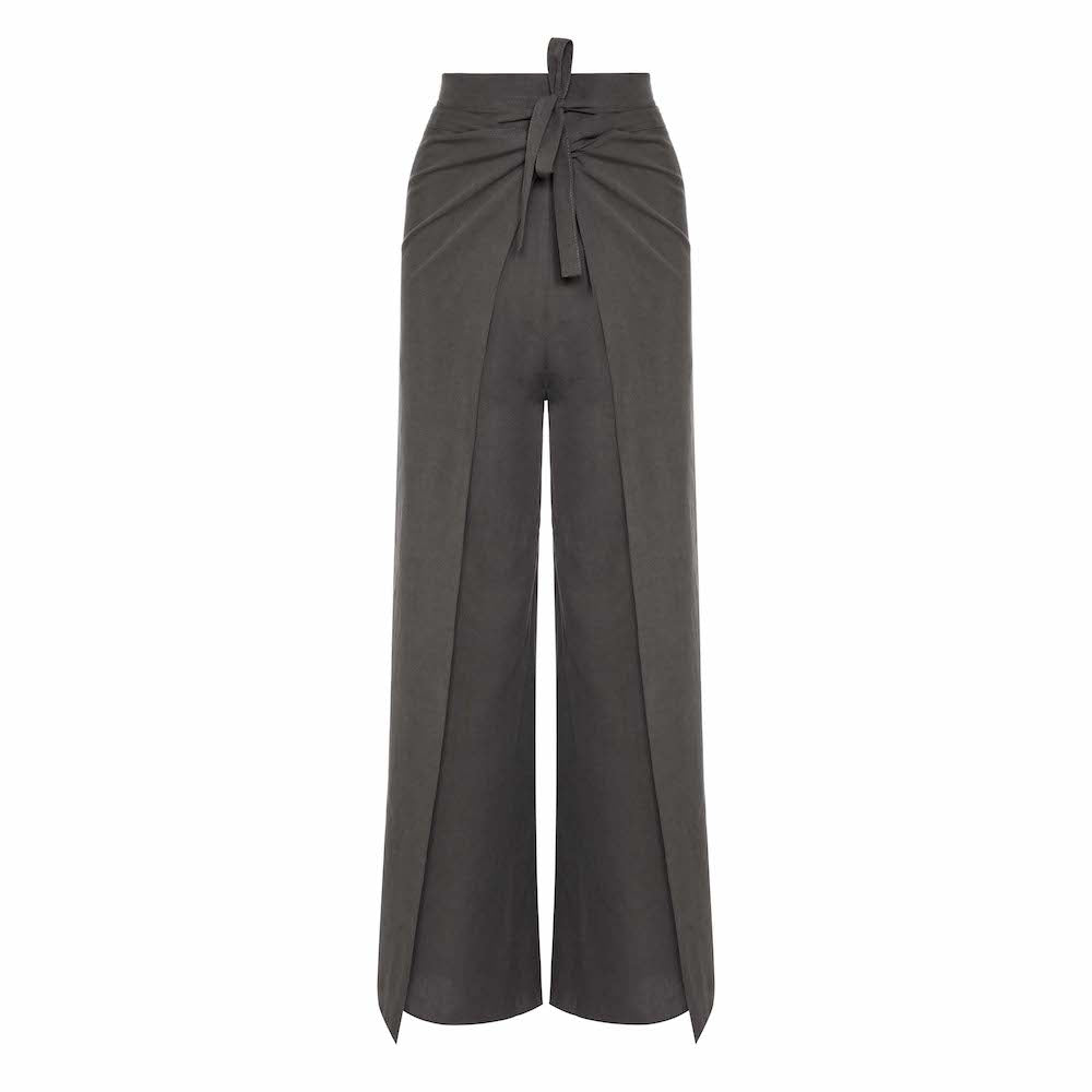 Blue Nude ~ Slow Fashion Brand - Casa Wrap Tie Pant in Charcoal