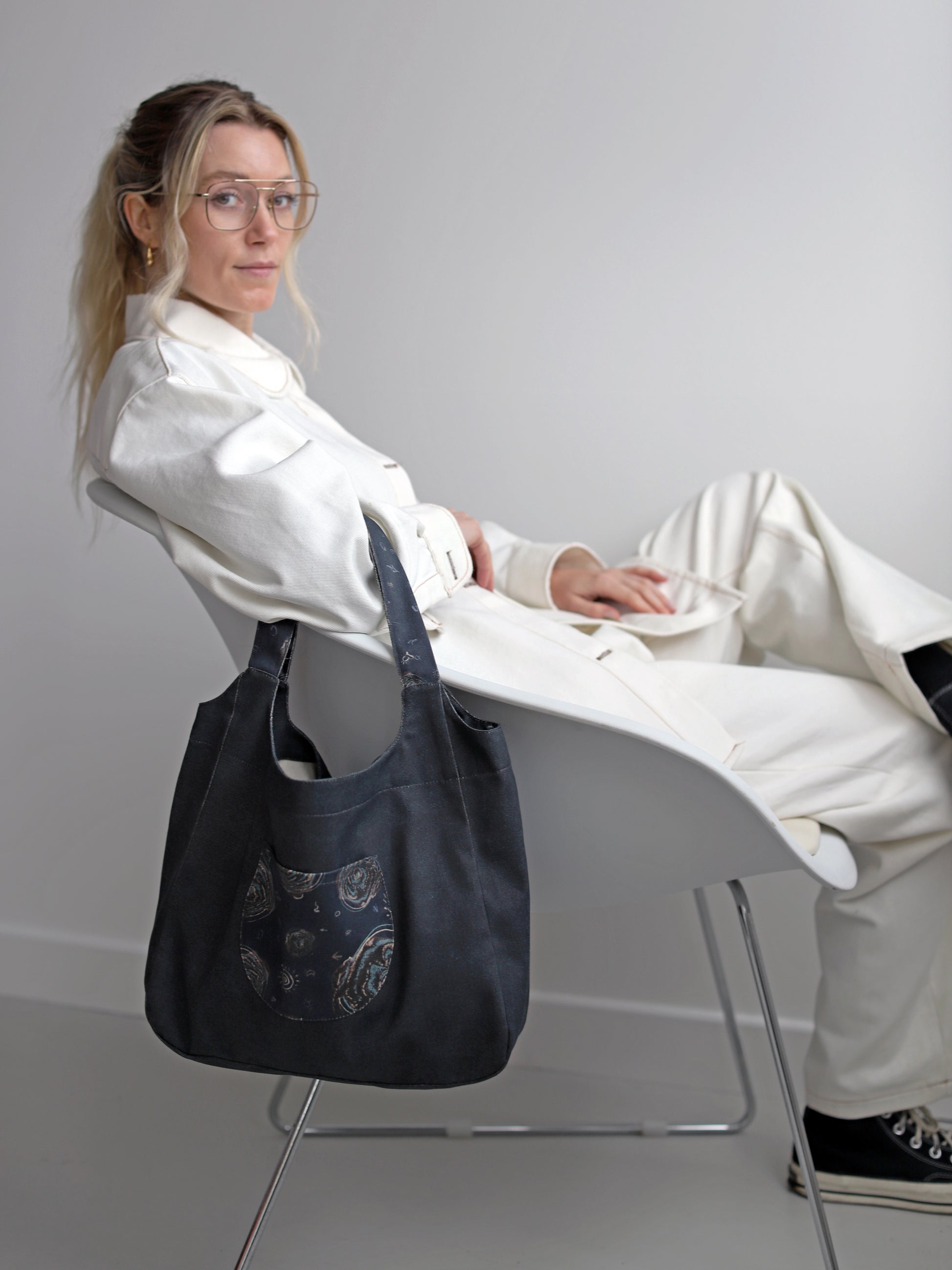 Blue Nude ~ Slow Fashion Brand - Enso Curved Tote Bag in Paisley