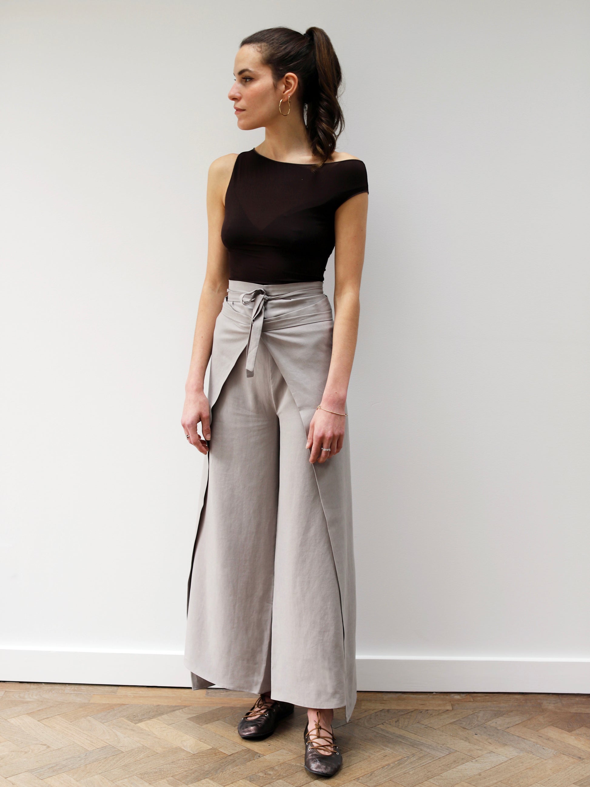 Blue Nude ~ Slow Fashion Brand - Casa Wrap Tie Pant in Clay Beige