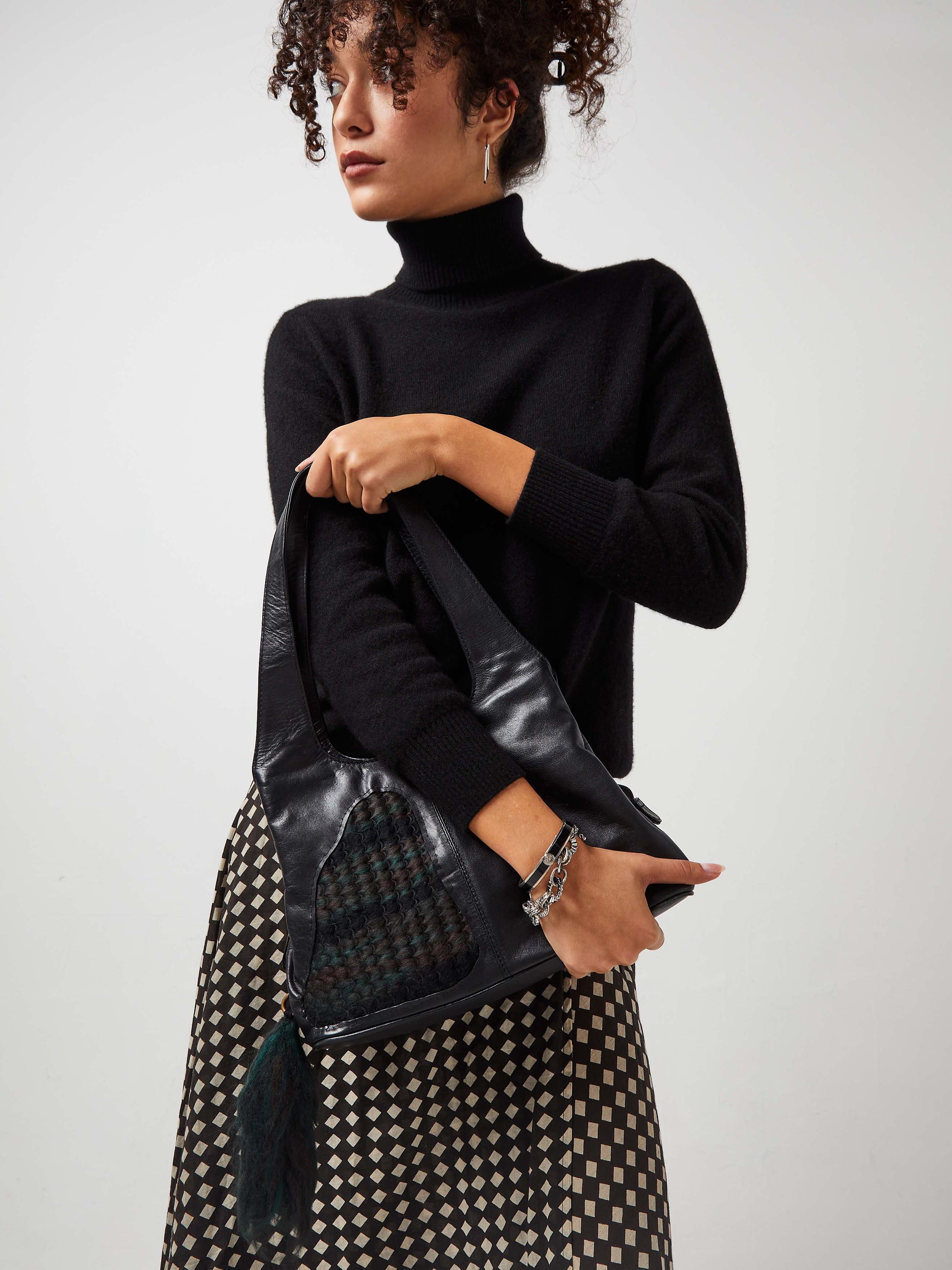 Blue Nude ~ Slow Fashion Brand - Asmun Merino Wool & Leather Triangle Shoulder Bag