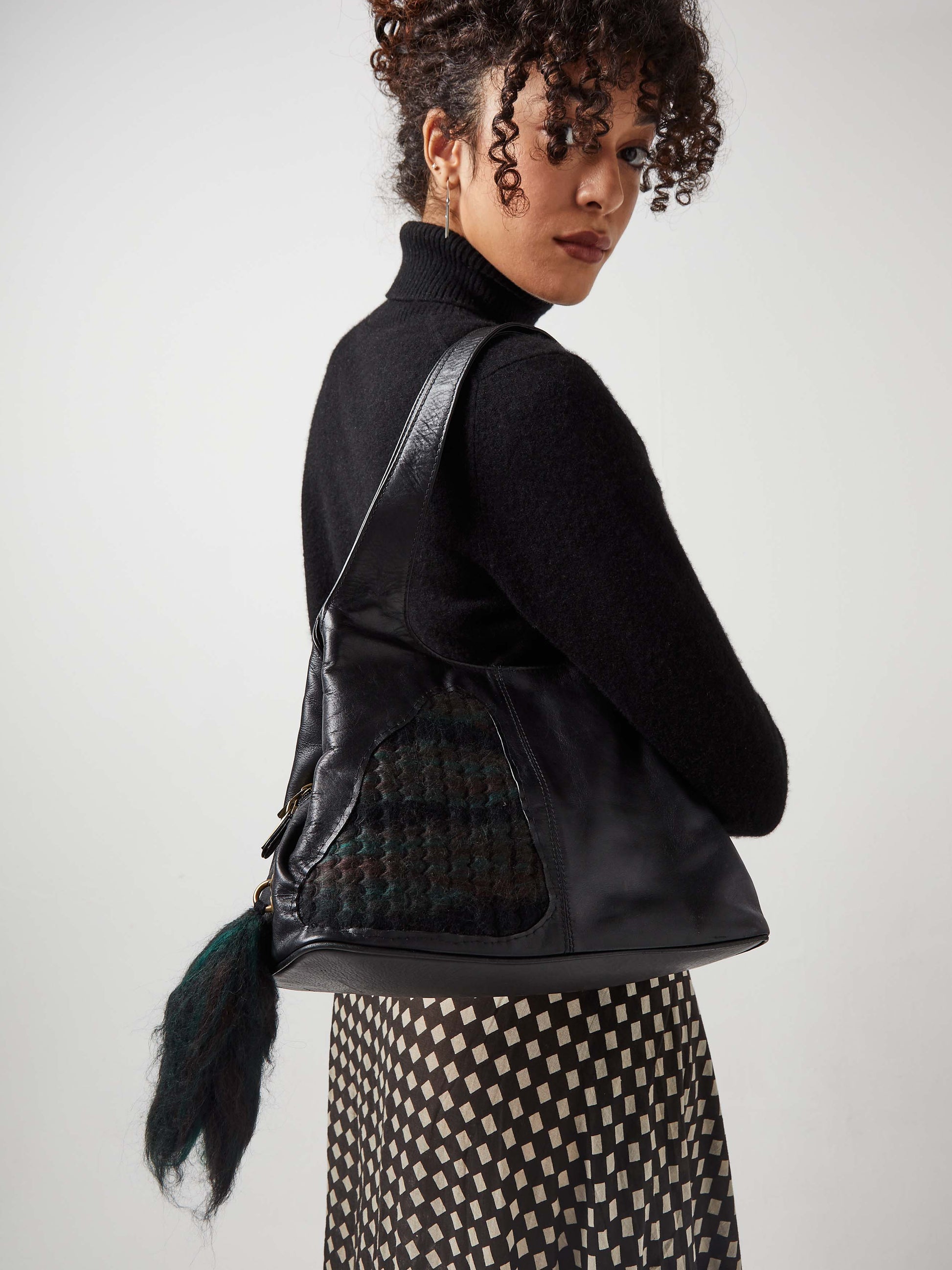 Blue Nude ~ Slow Fashion Brand - Asmun Merino Wool & Leather Triangle Shoulder Bag