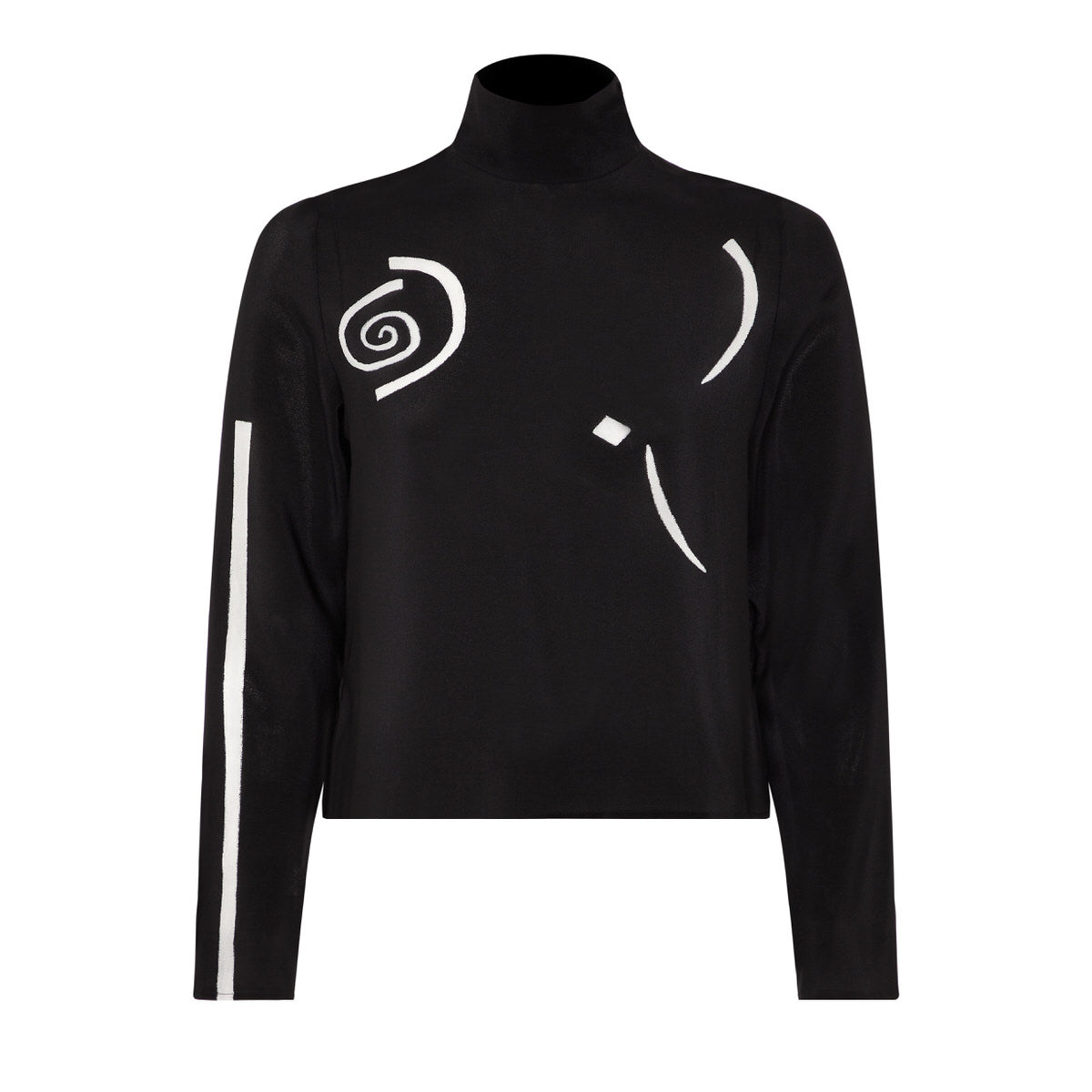 Blue Nude ~ Slow Fashion Brand - Giger Printed Silk Mock Neck Top