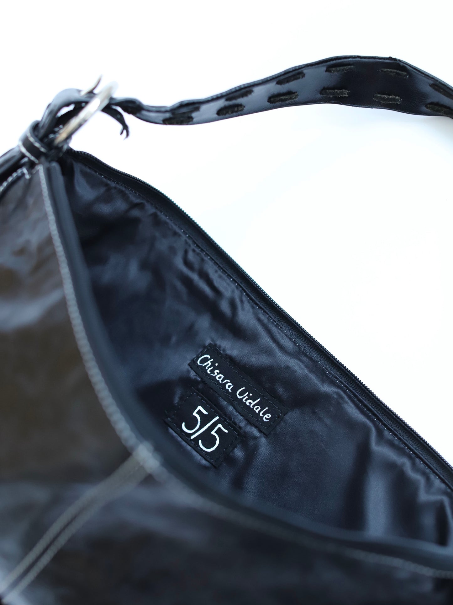 Blue Nude ~ Slow Fashion Brand - Tamot Merino Wool & Patent Leather Upcycled Shoulder Bag