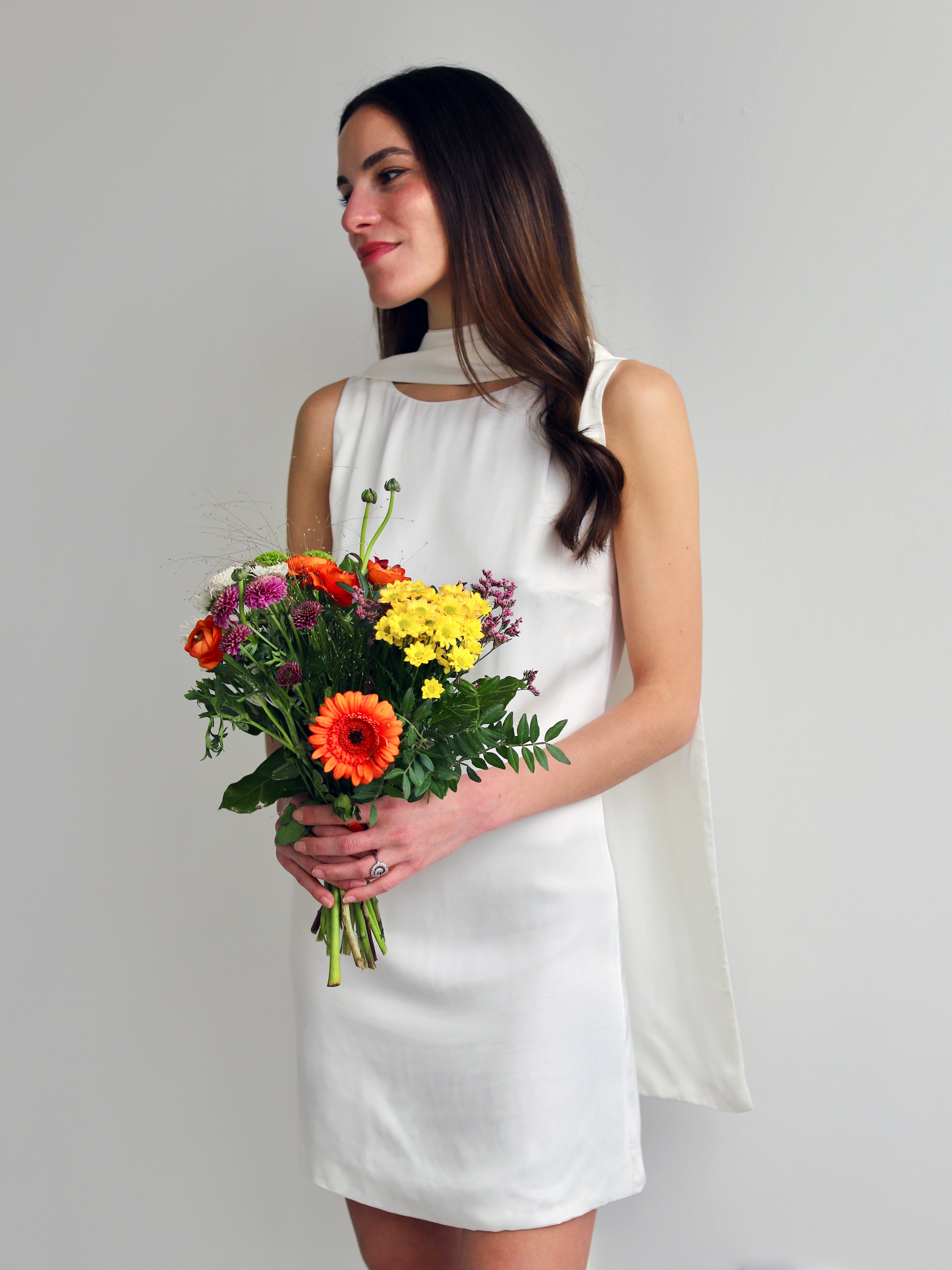 Blue Nude ~ Slow Fashion Brand - Jardin Scarf Dress in Pearl