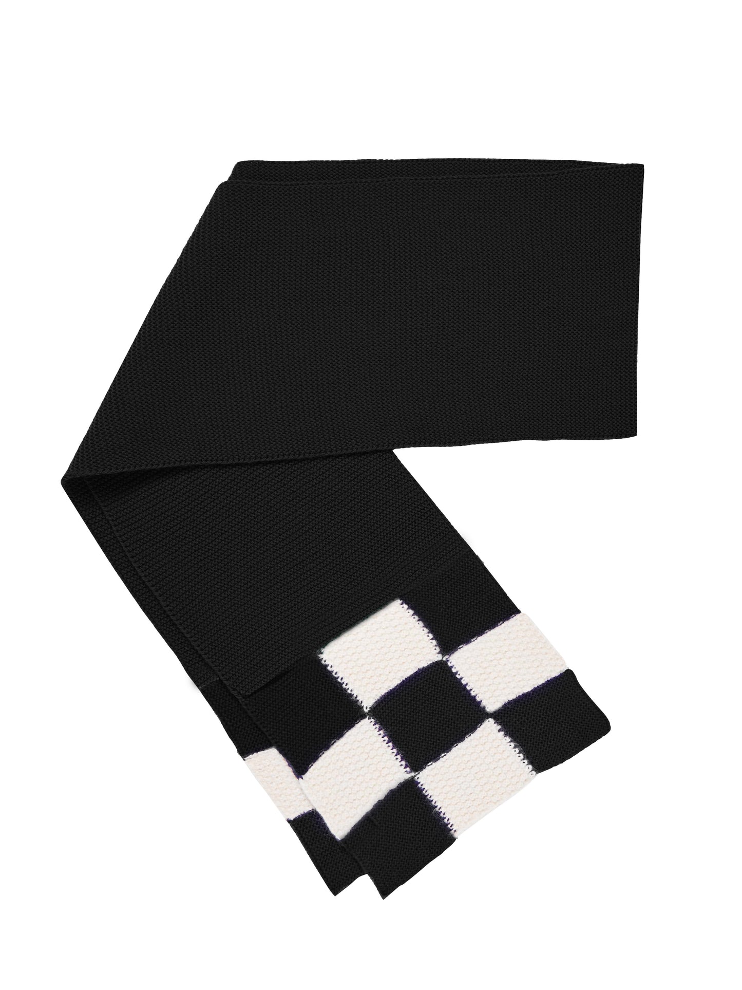 Mosaic Merino Wool & Alpaca Scarf in Black Chequer