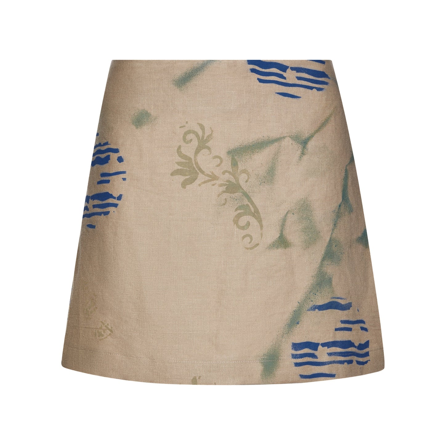 Blue Nude ~ Slow Fashion Brand - Cabane Hand-Painted Linen Miniskirt