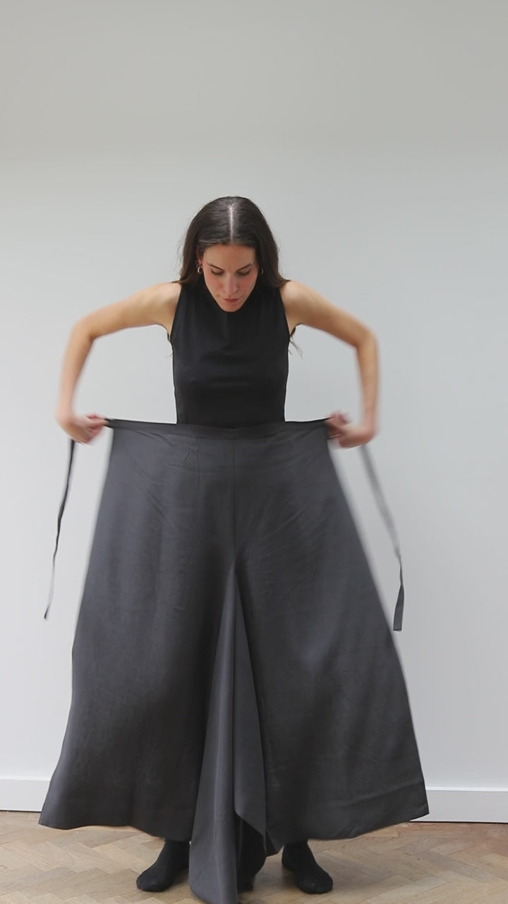 Blue Nude ~ Slow Fashion Brand - Casa Wrap Tie Pant in Charcoal