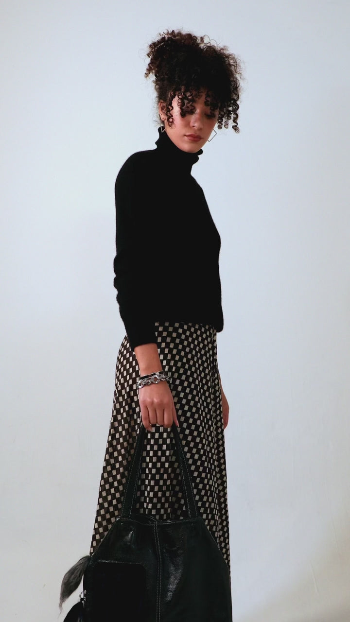 Blue Nude ~ Slow Fashion Brand - Afa Merino Wool & Leather Upcycled Triangle Shoulder Bag