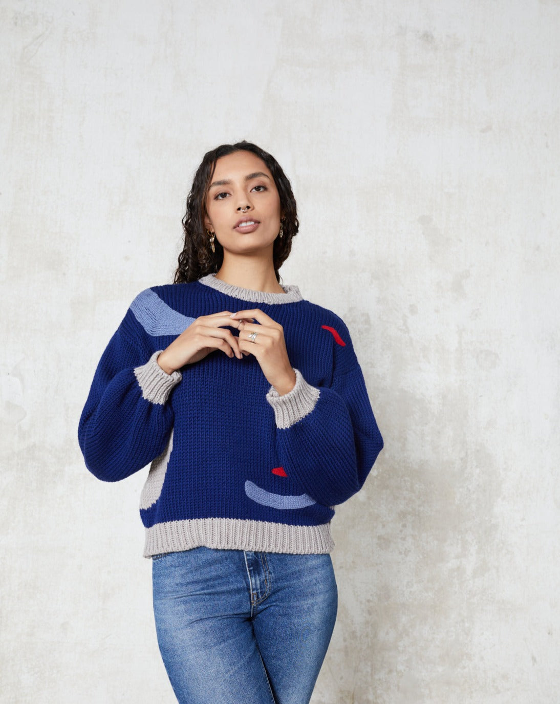 Blue Nude ~ Slow Fashion Brand - Cortes Intarsia Merino Wool Sweater