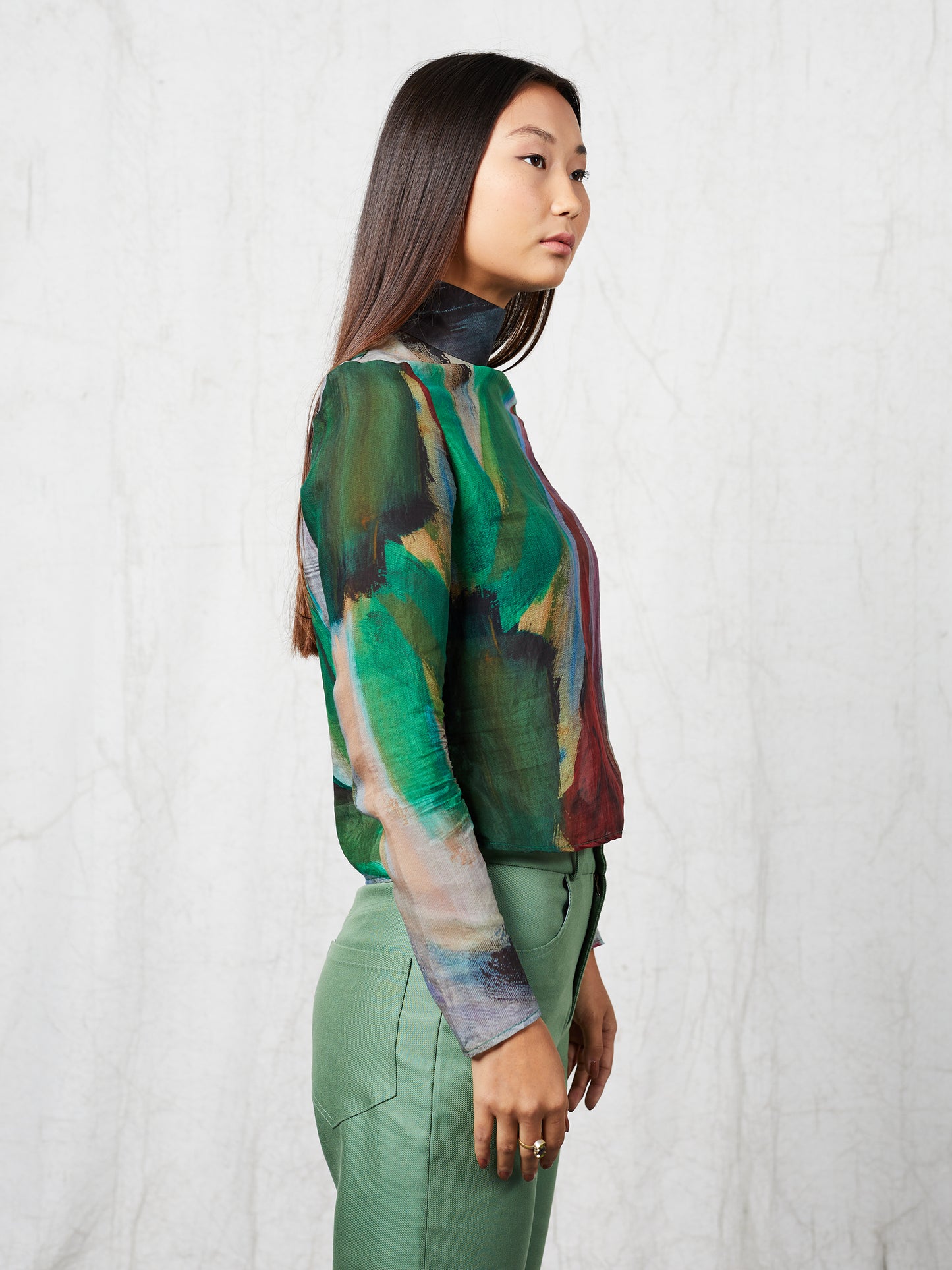 Blue Nude ~ Slow Fashion Brand - Pokhara Sheer Mock Neck Top
