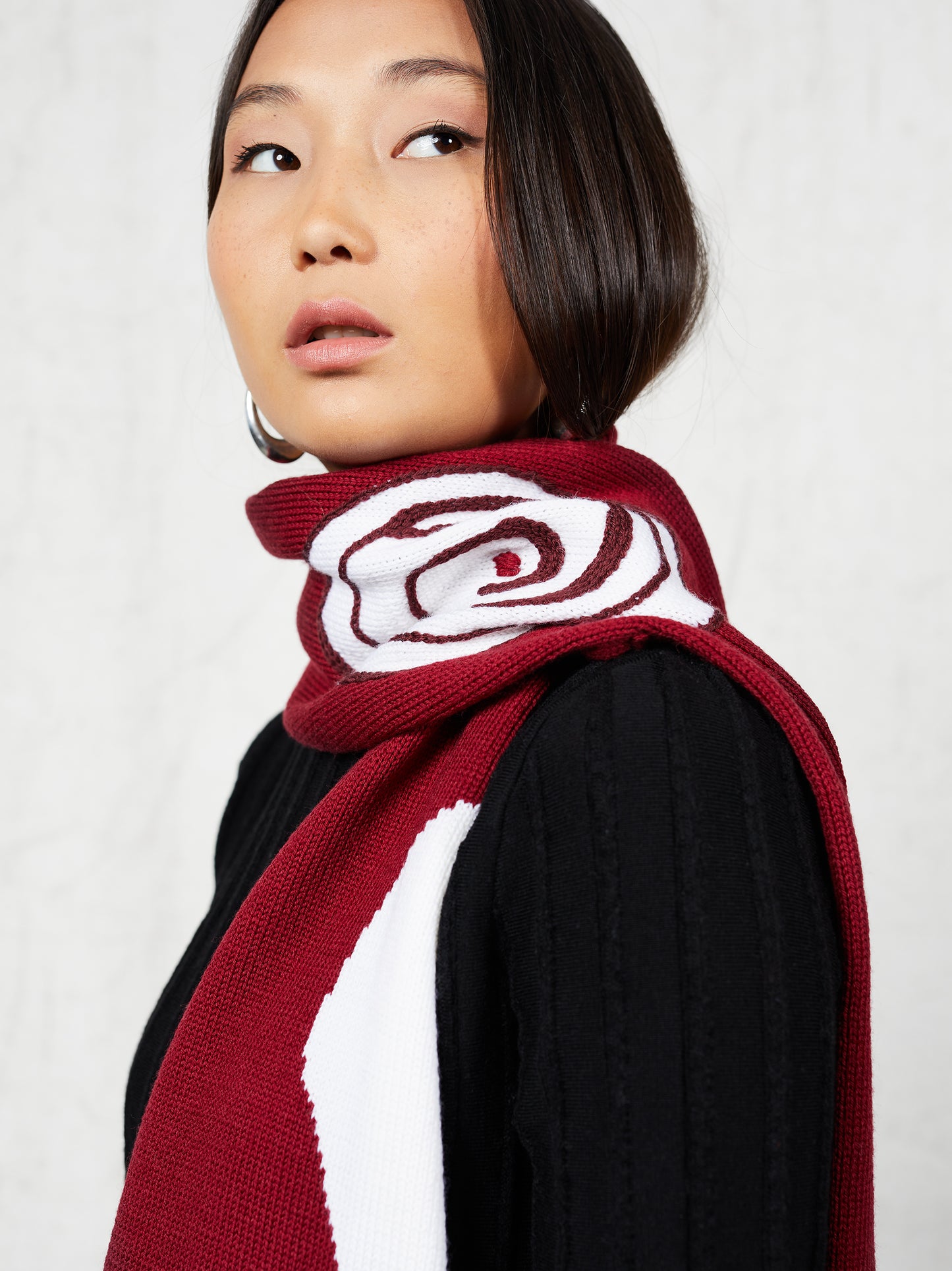 Blue Nude ~ Slow Fashion Brand - Marpha Intarsia Embroidered Merino Wool Scarf