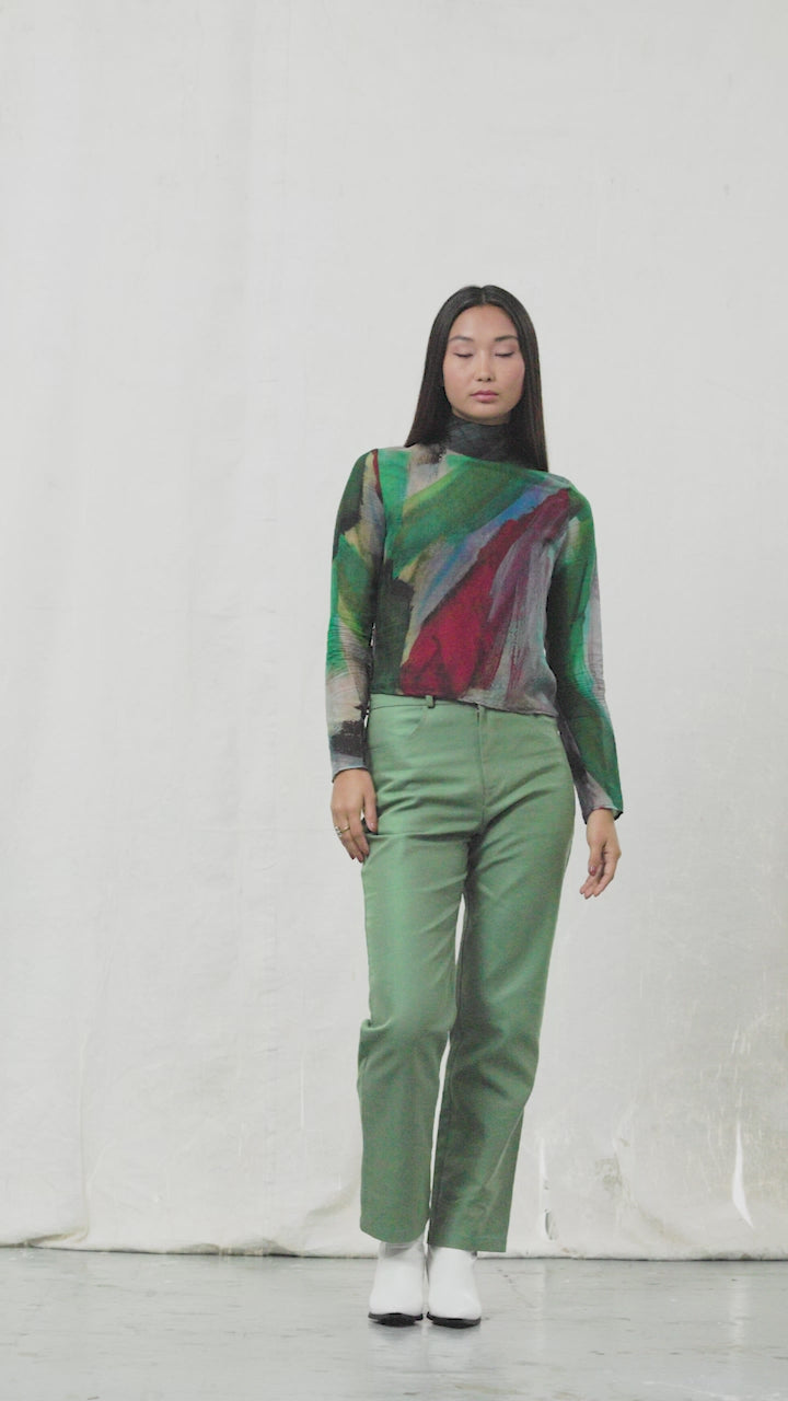 Blue Nude ~ Slow Fashion Brand - Mustang Organic Straight Leg Jeans in Mint Tea