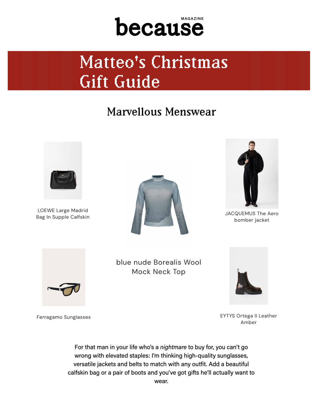 Blue Nude ~ Slow Fashion Brand - Matteo's Christmas Gift Guide with Because Magazine
