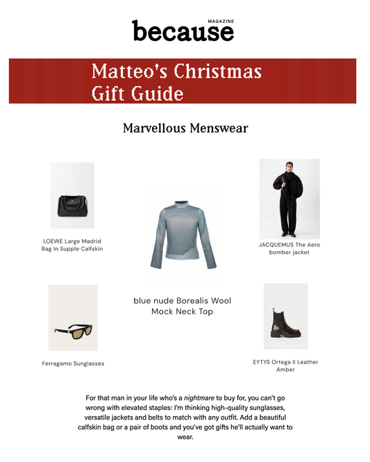 Blue Nude ~ Slow Fashion Brand - Matteo's Christmas Gift Guide with Because Magazine