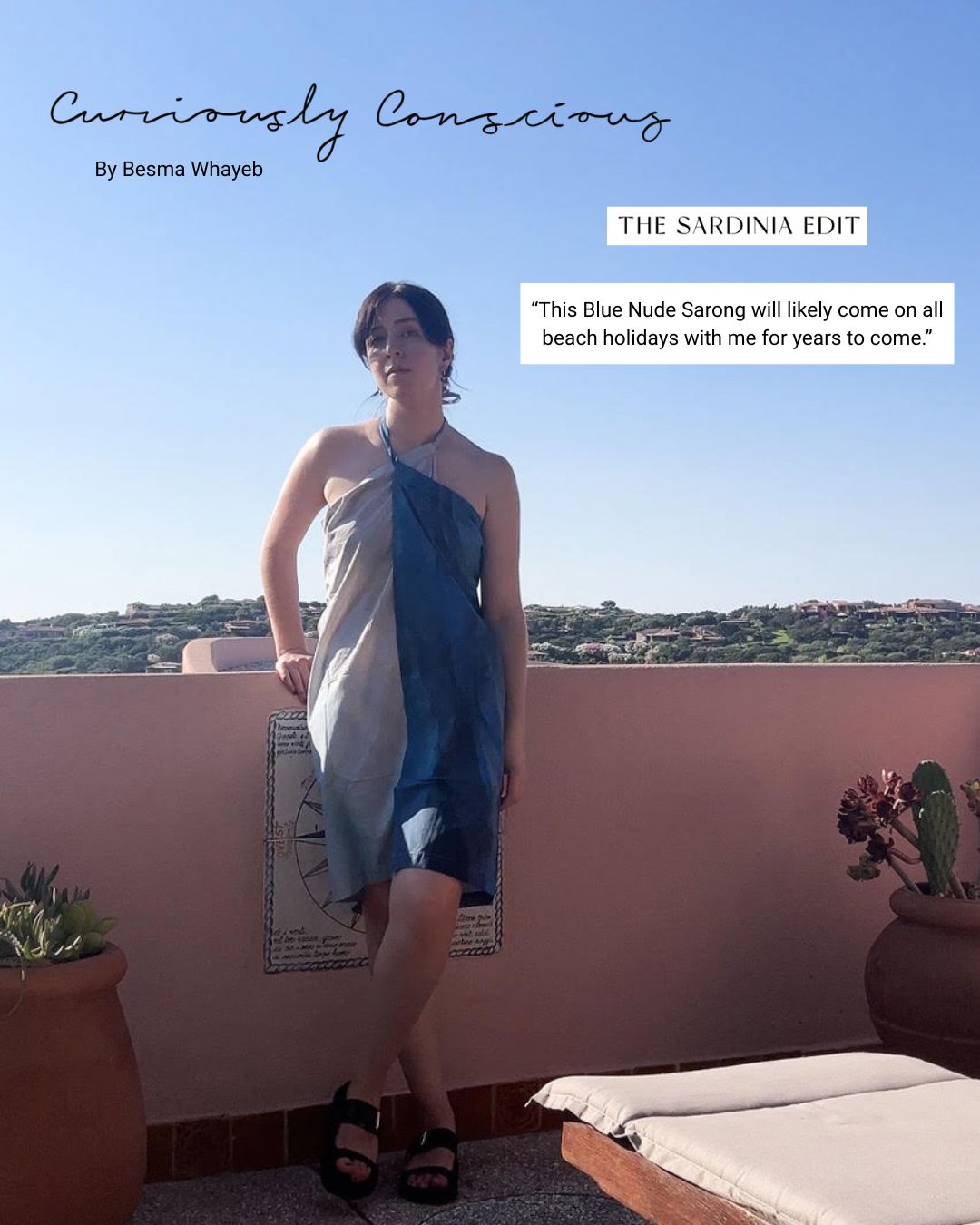 Blue Nude ~ Slow Fashion Brand - Curiously Conscious Besma Whayeb La Pointe Tie Sarong