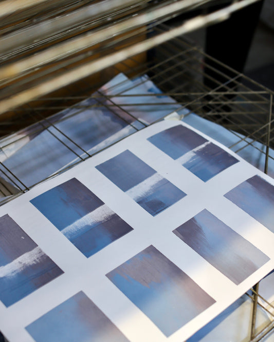 Blue Nude ~ Slow Fashion Brand - Borealis Screenprint Tests by Studio Cosmogram
