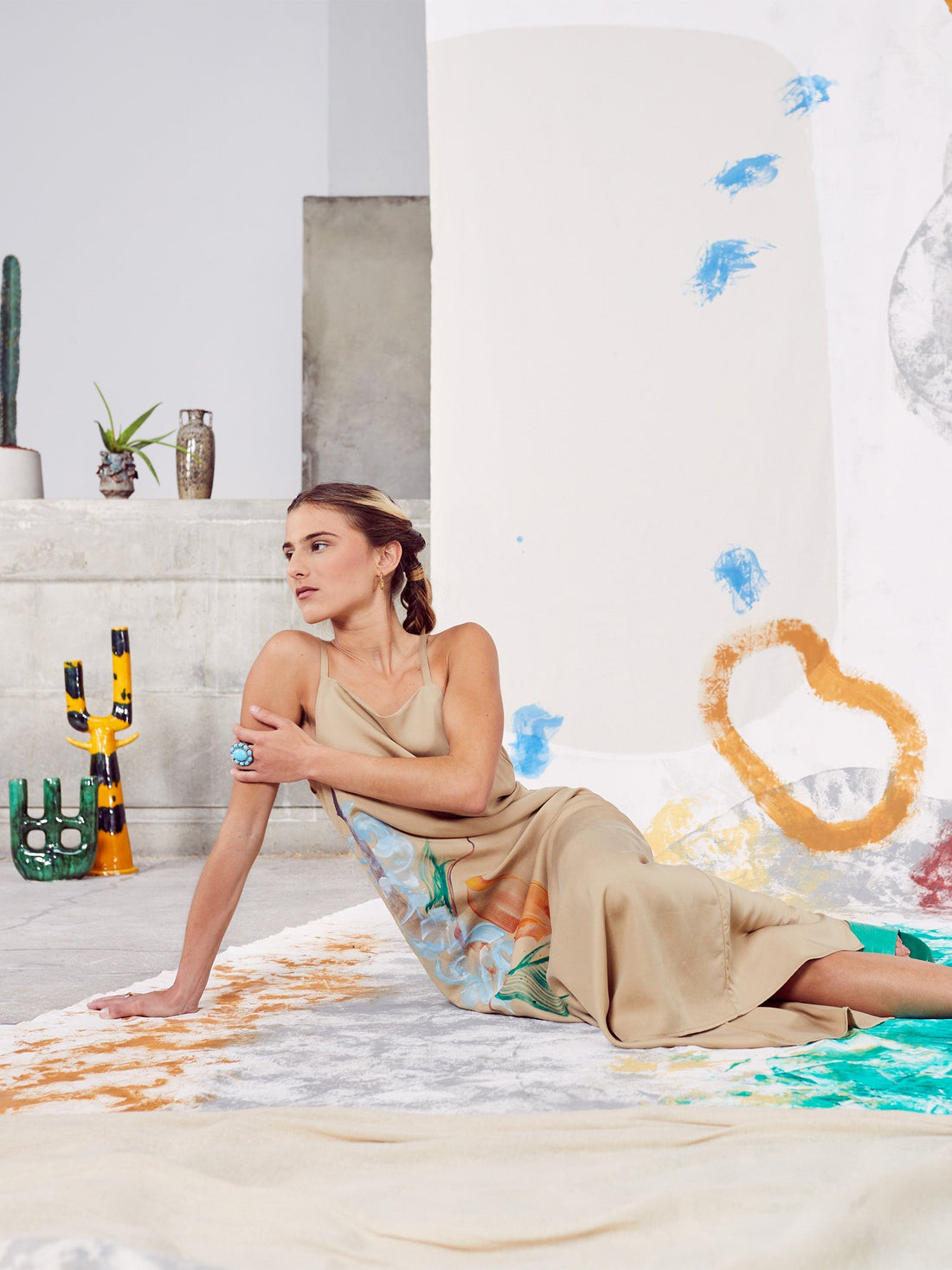 Blue Nude ~ Slow Fashion Brand - Sonoran Hand-Painted Dress