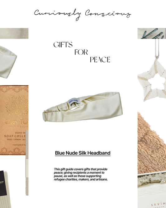 Blue Nude ~ Slow Fashion Brand - Gifts For Peace with Curiously Conscious Solange Wide Headband in Ivory Silk