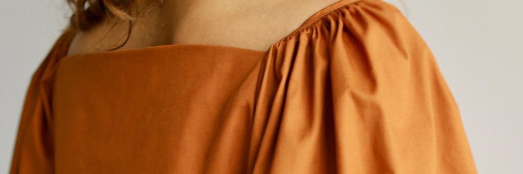 Blue Nude ~ Slow Fashion Brand - Delphine Cotton Mini Dress in Rust Orange