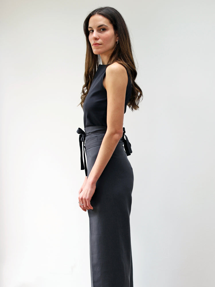 Blue Nude ~ Slow Fashion Brand - Casa Wrap Tie Pant in Charcoal Grey
