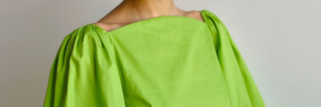 Blue Nude ~ Slow Fashion Brand - Delphine Cotton Mini Dress in Lime Green