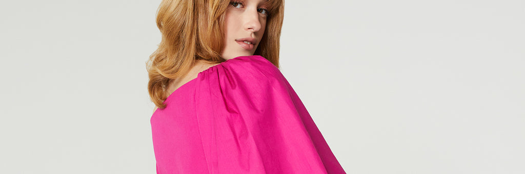 Blue Nude ~ Slow Fashion Brand - Delphine Organic Cotton Mini Dress in Fleur Pink