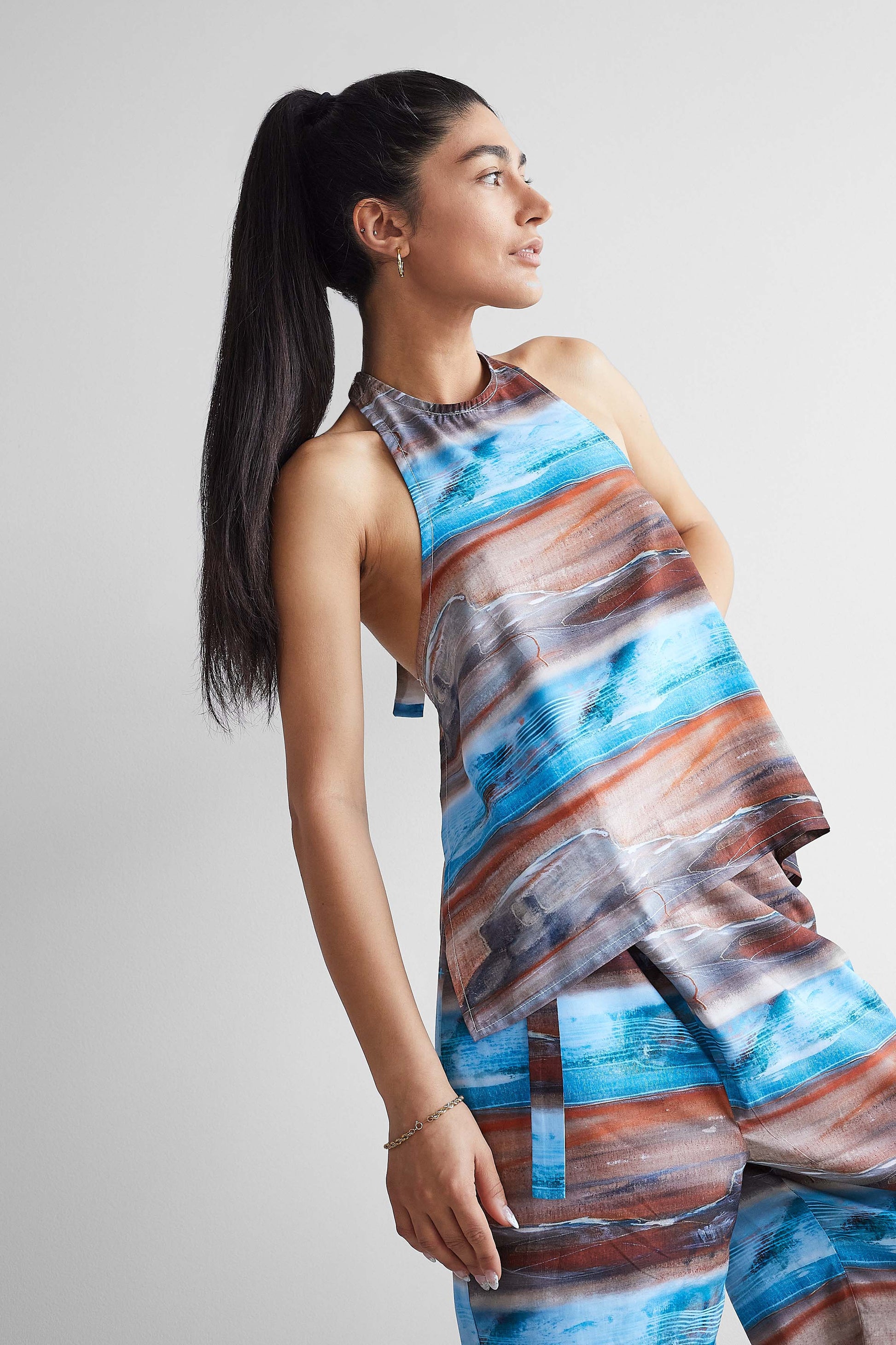 Blue Nude ~ Slow Fashion Brand - Heidi Stutt Mesa Halter Tie Bamboo Top