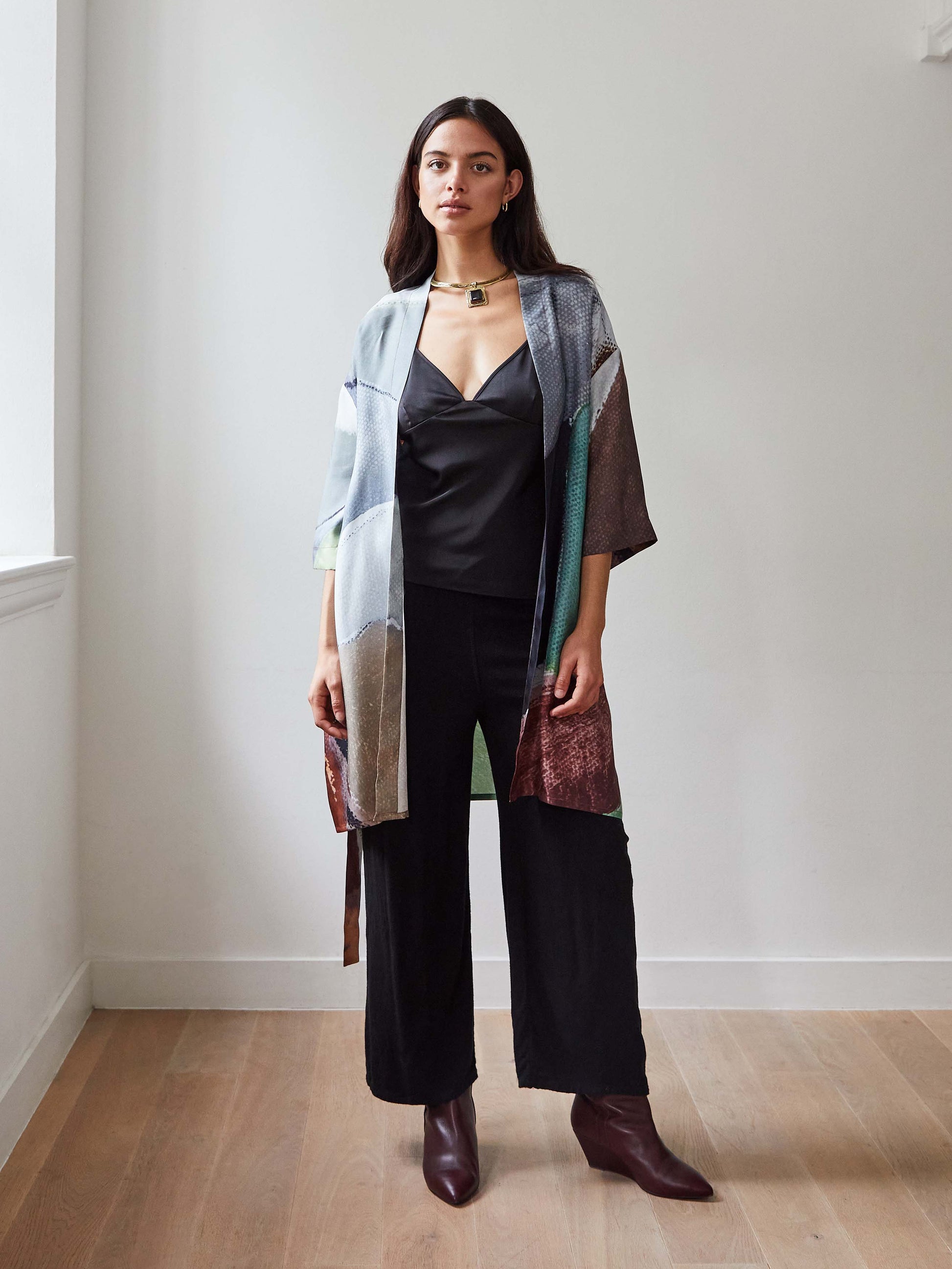 Blue Nude ~ Slow Fashion Brand - Condesa Printed Silk Kimono