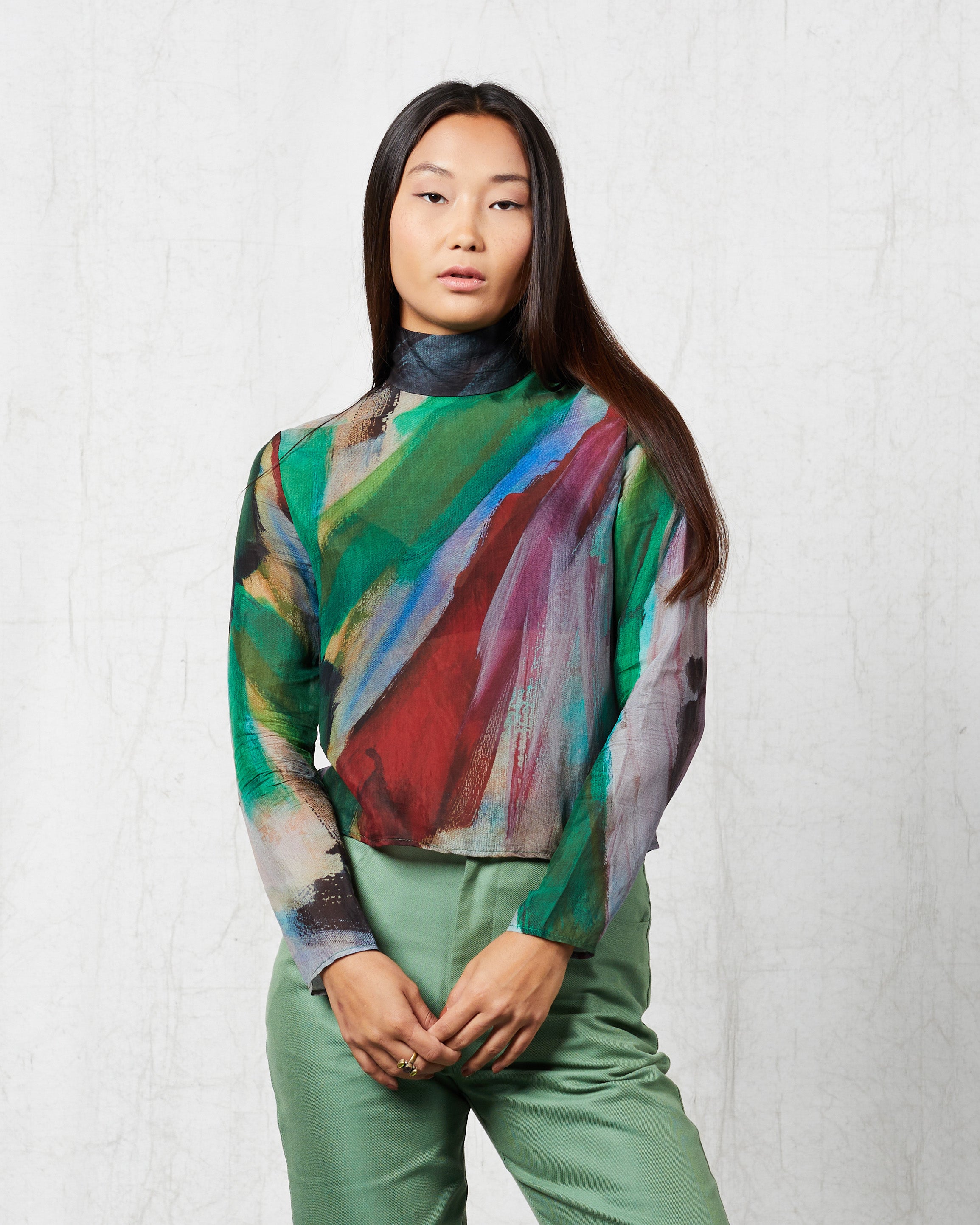 Blue Nude ~ Slow Fashion Brand - Pokhara Sheer Mock Neck Top