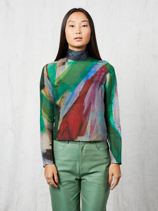 Blue Nude ~ Slow Fashion Brand - Pokhara Sheer Mock Neck Top