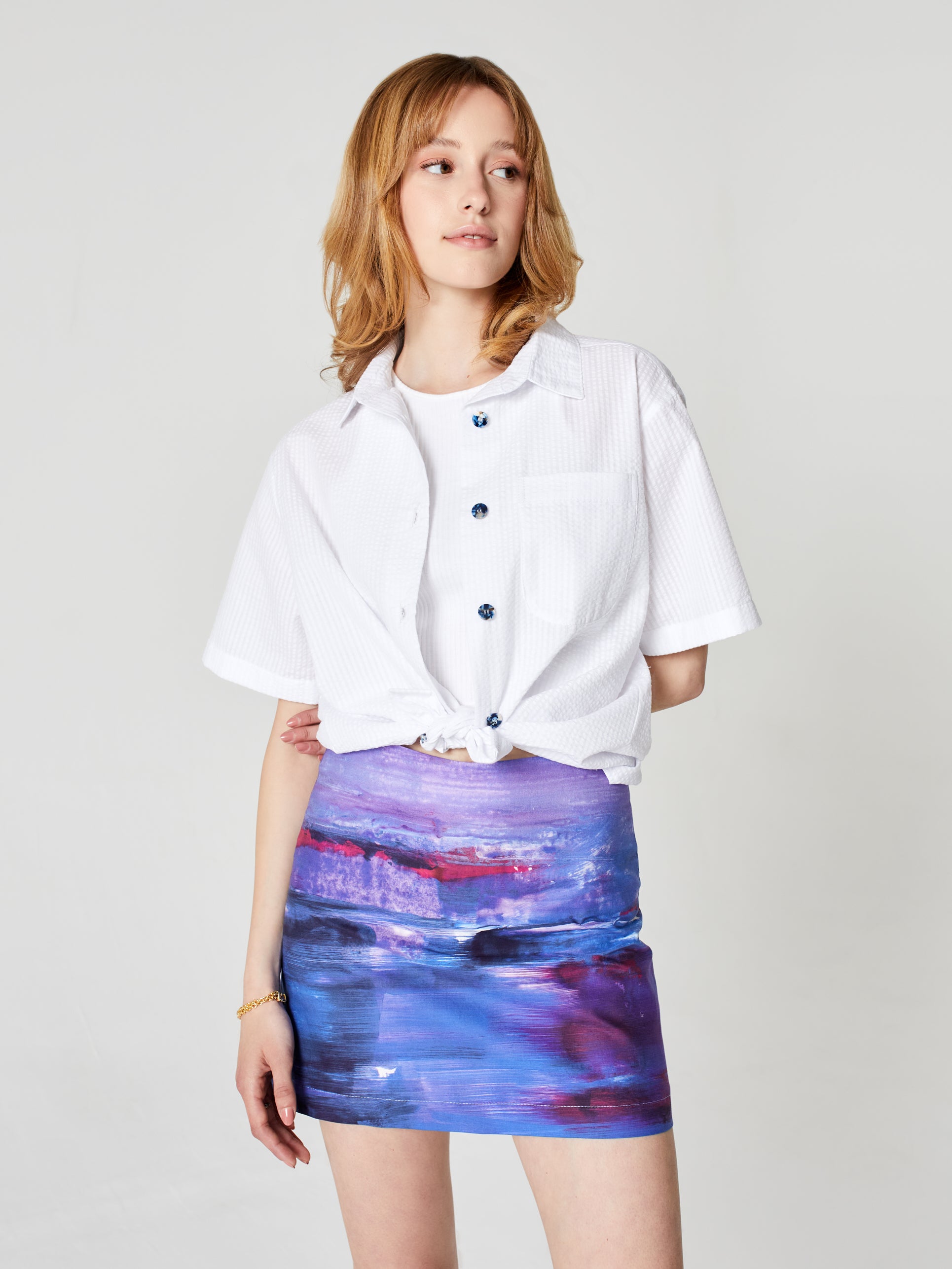 Blue Nude ~ Slow Fashion Brand - Plage Button-Up Shirt in Seashell White