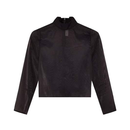 Blue Nude ~ Slow Fashion Brand - Black Mirror Sheer Mock Neck Top
