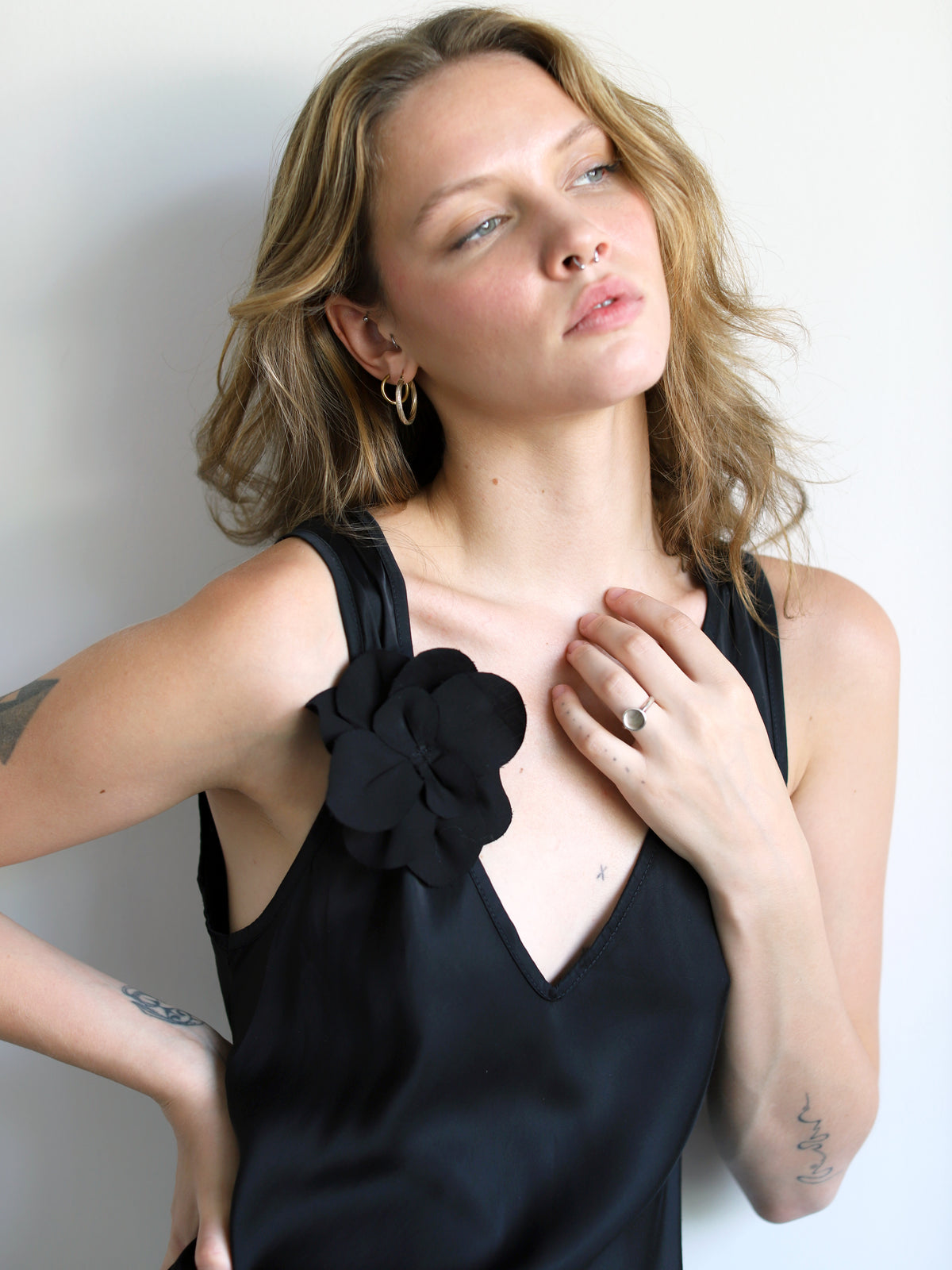 Blue Nude ~ Slow Fashion Brand - Camellia Flower Tie Brooch in Noir Black