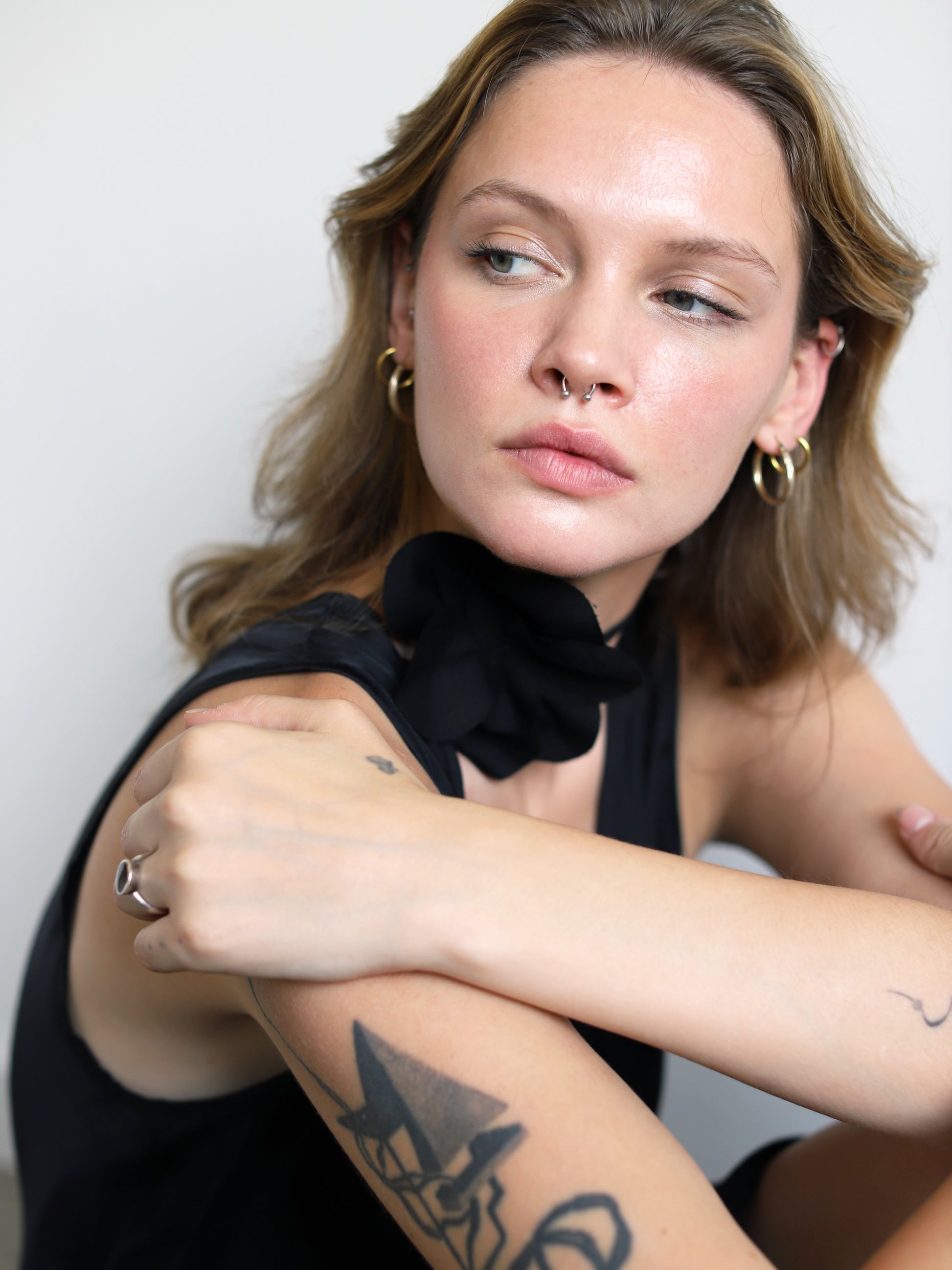 Blue Nude ~ Slow Fashion Brand - Camellia Flower Tie Brooch in Noir Black