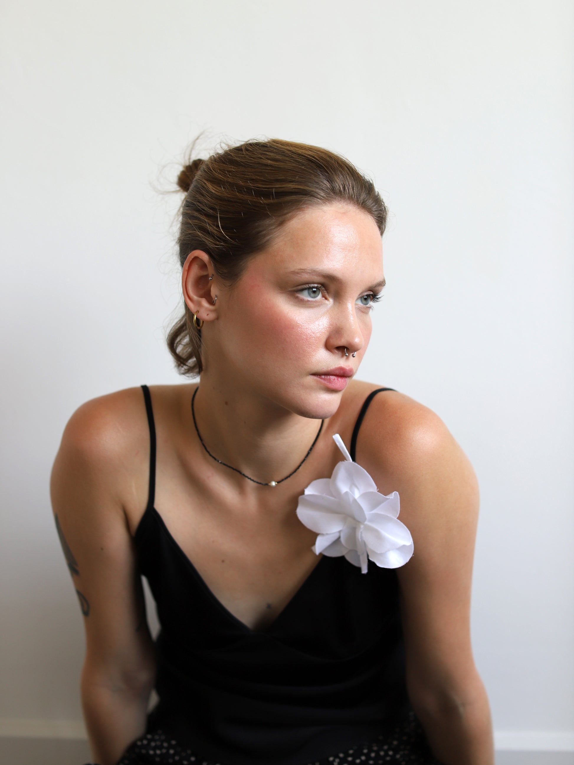 Blue Nude ~ Slow Fashion Brand - Camellia Flower Tie Brooch in White