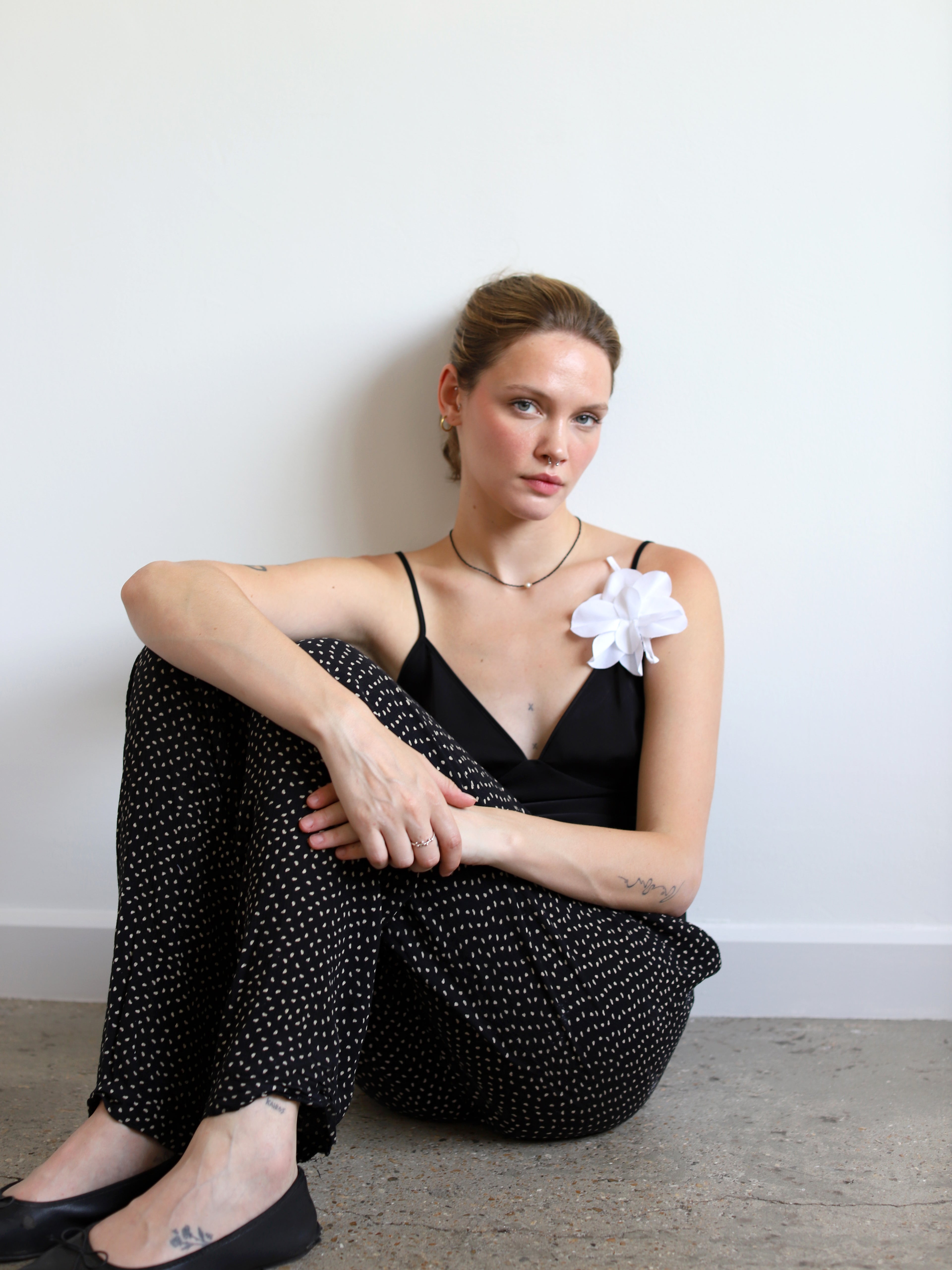 Blue Nude ~ Slow Fashion Brand - Camellia Flower Tie Brooch in White