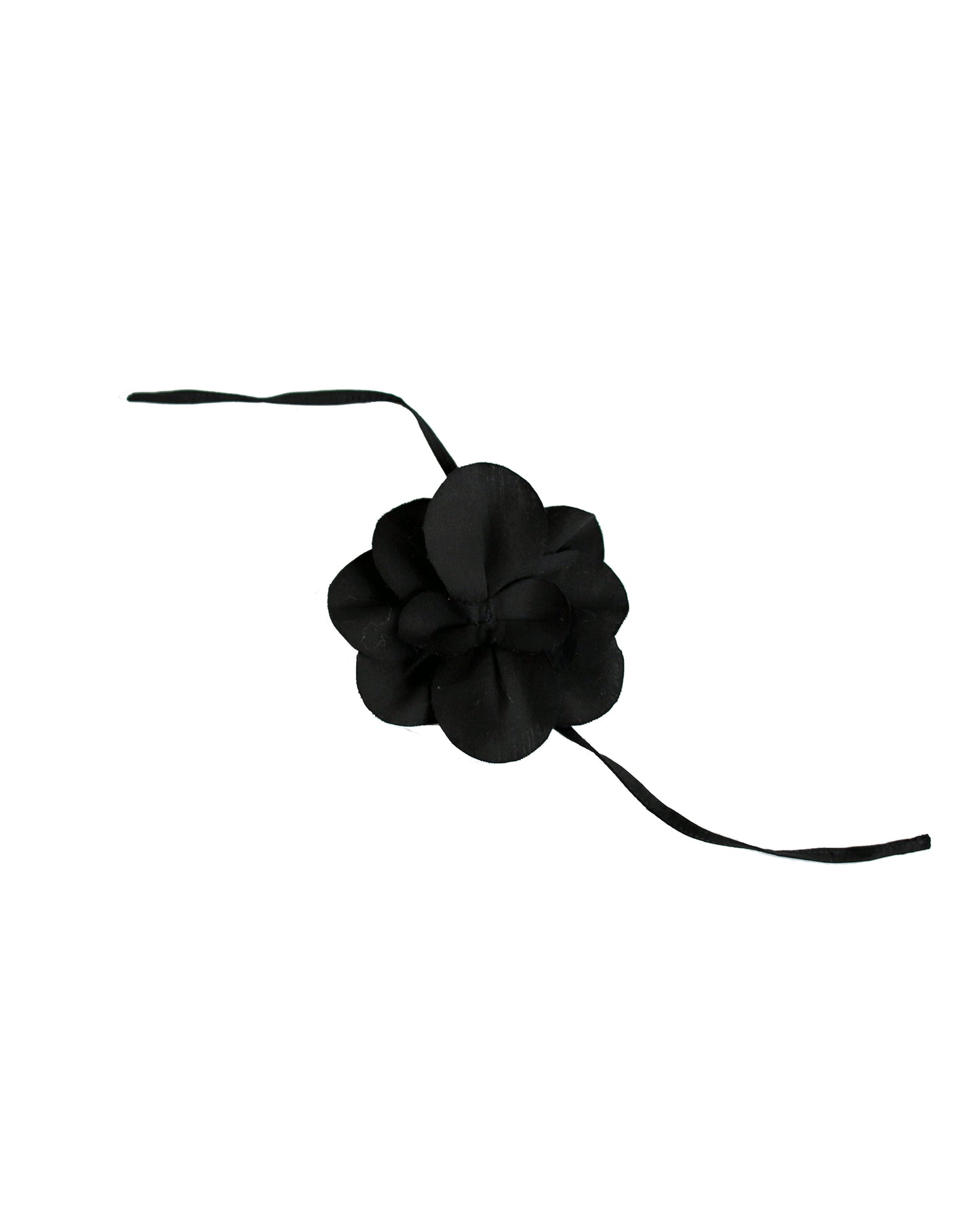 Camellia Flower Tie Brooch - Noir